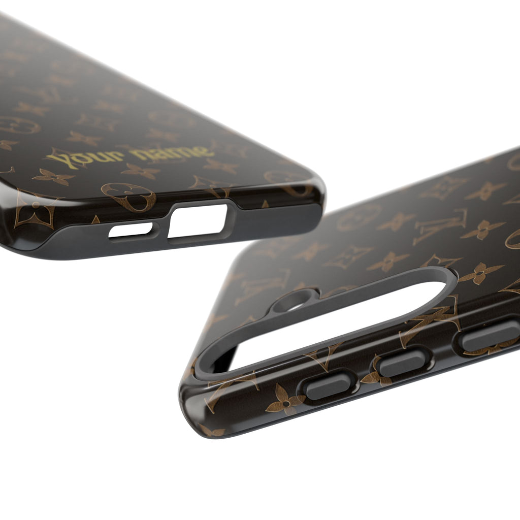 Luxury Monogram Phone Case — Customizable "your name" Brown Pattern