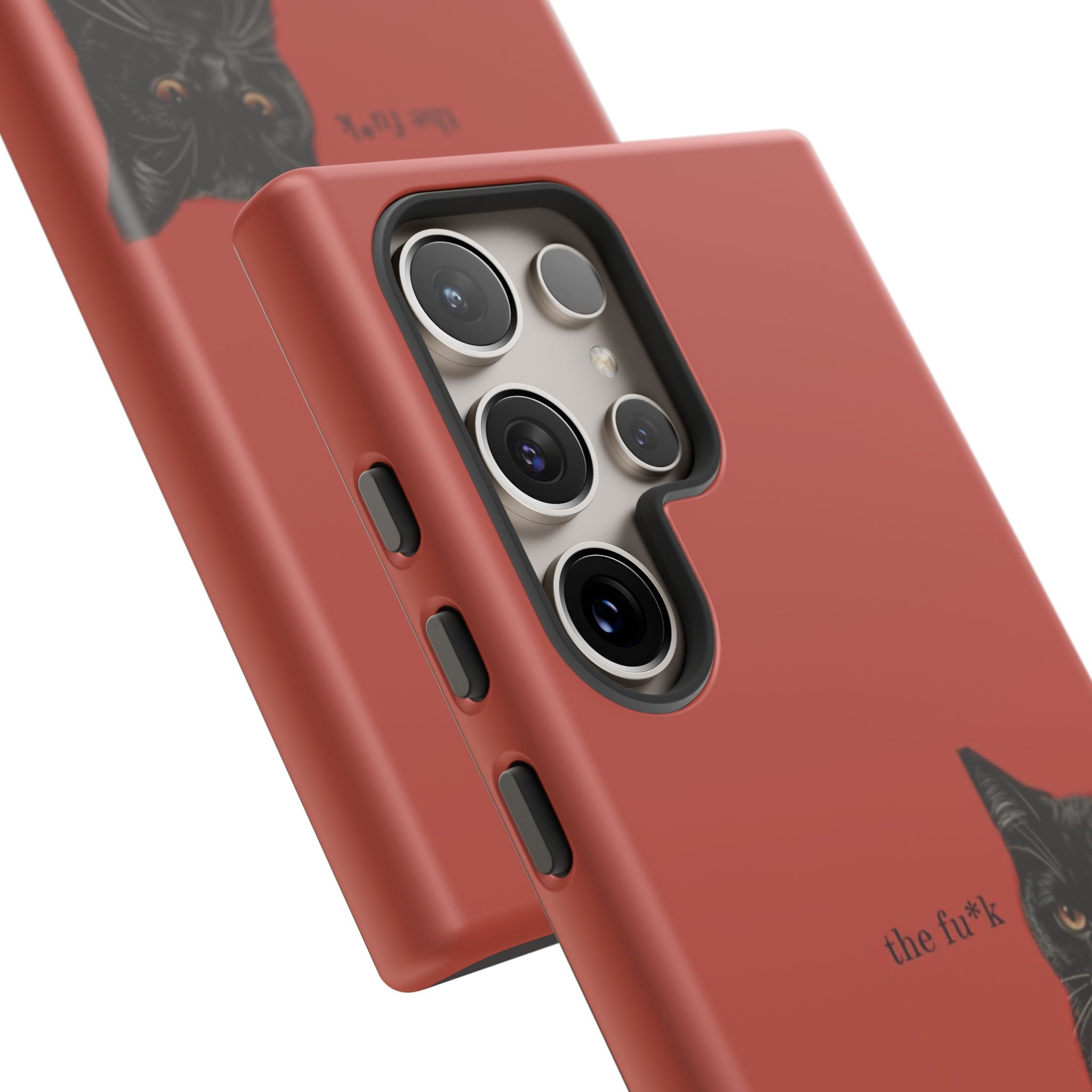 Black Cat Coffee Phone Case – Red Matte Protective Tough Case
