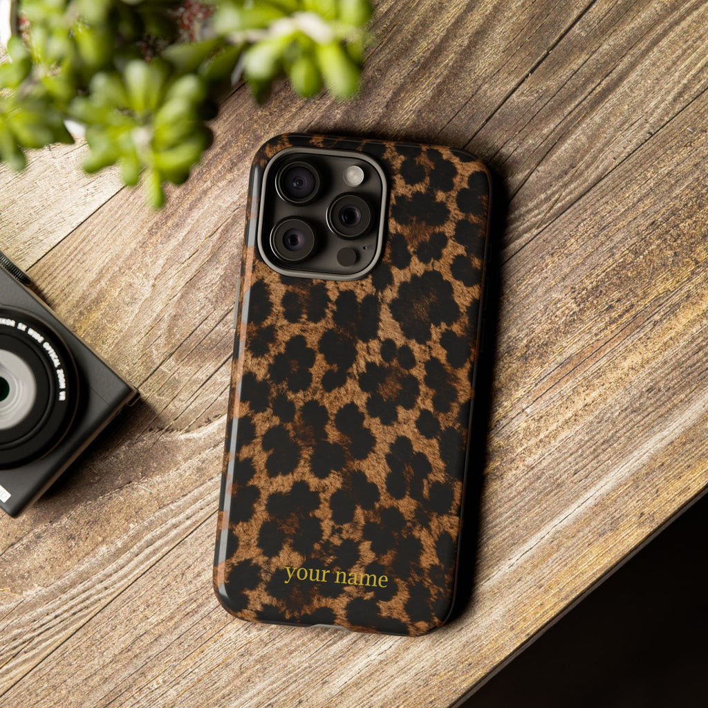 Leopard Print Phone Case — Personalized "your name" Monogram Tough Case