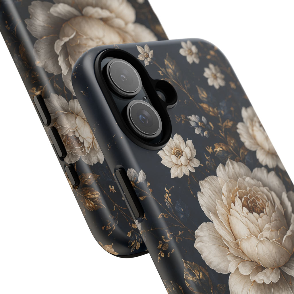 Floral Vintage Phone Case — Personalized "your name" Romantic Dark Peony