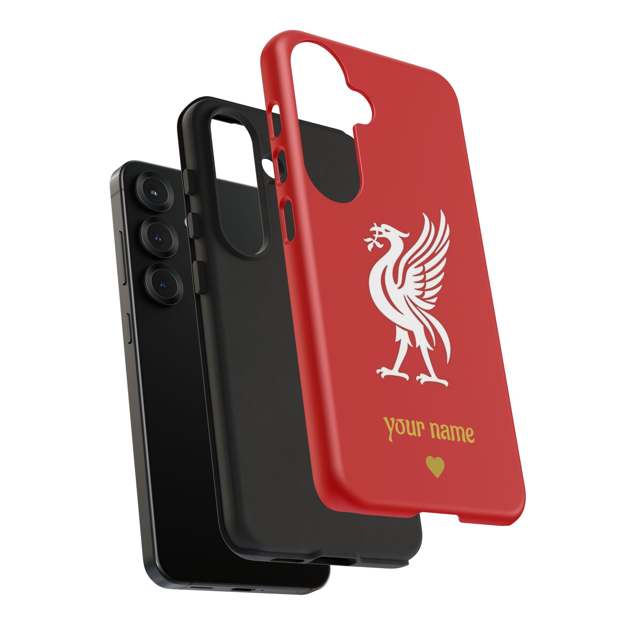 Personalized Red Phone Case — Liverbird Design with Custom Name