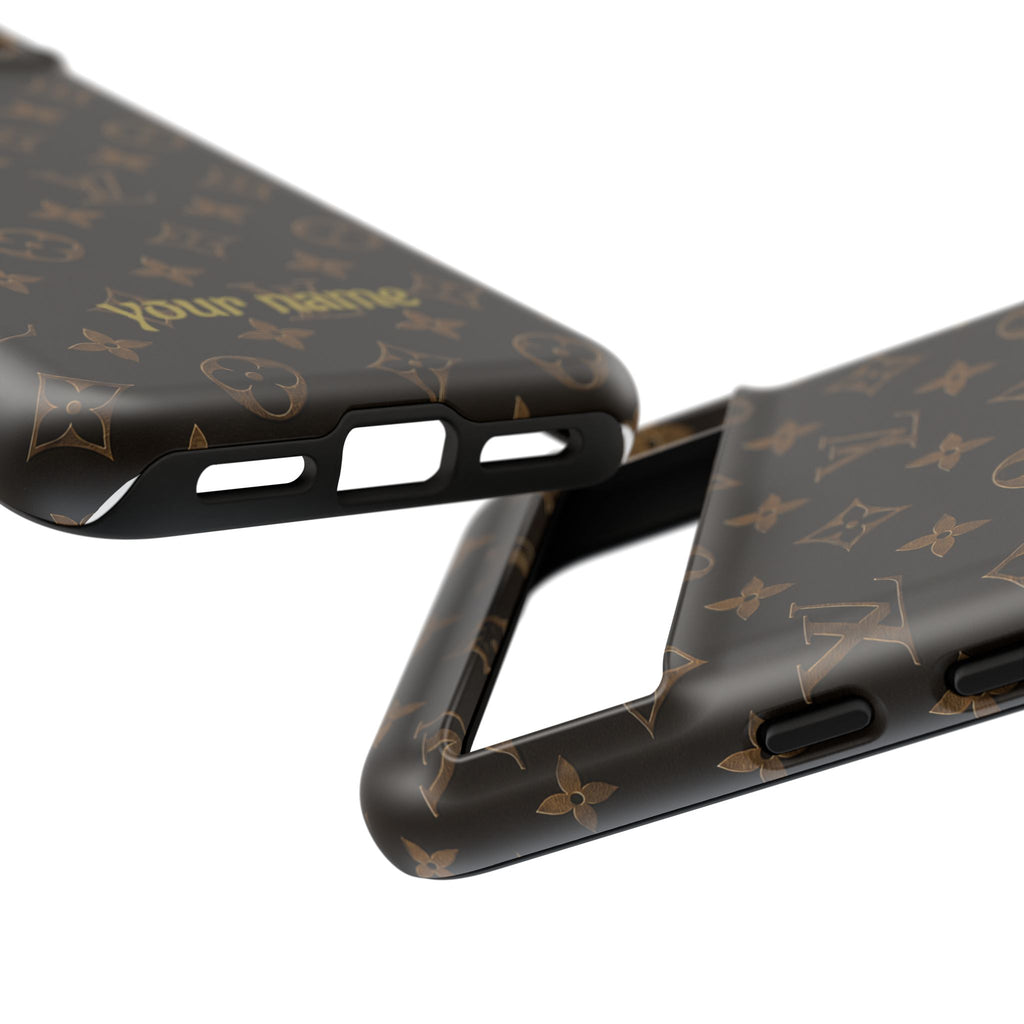 Luxury Monogram Phone Case — Customizable "your name" Brown Pattern