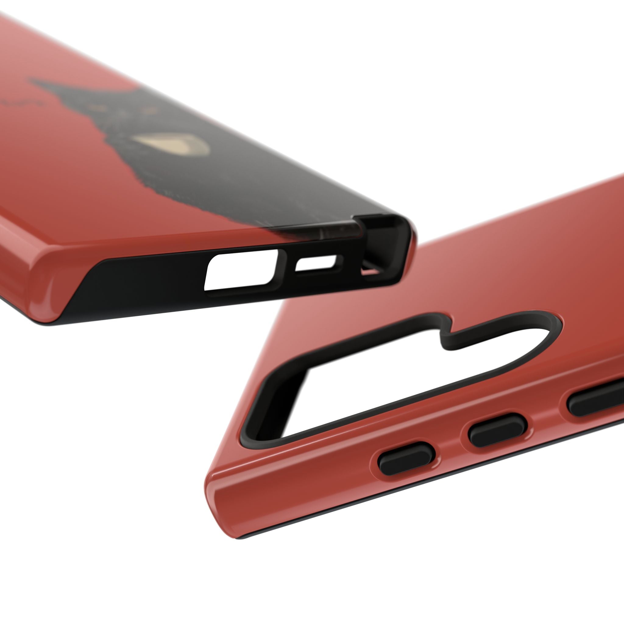 Black Cat Coffee Phone Case – Red Matte Protective Tough Case