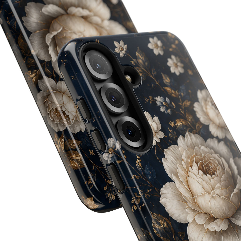 Floral Vintage Phone Case — Personalized "your name" Romantic Dark Peony