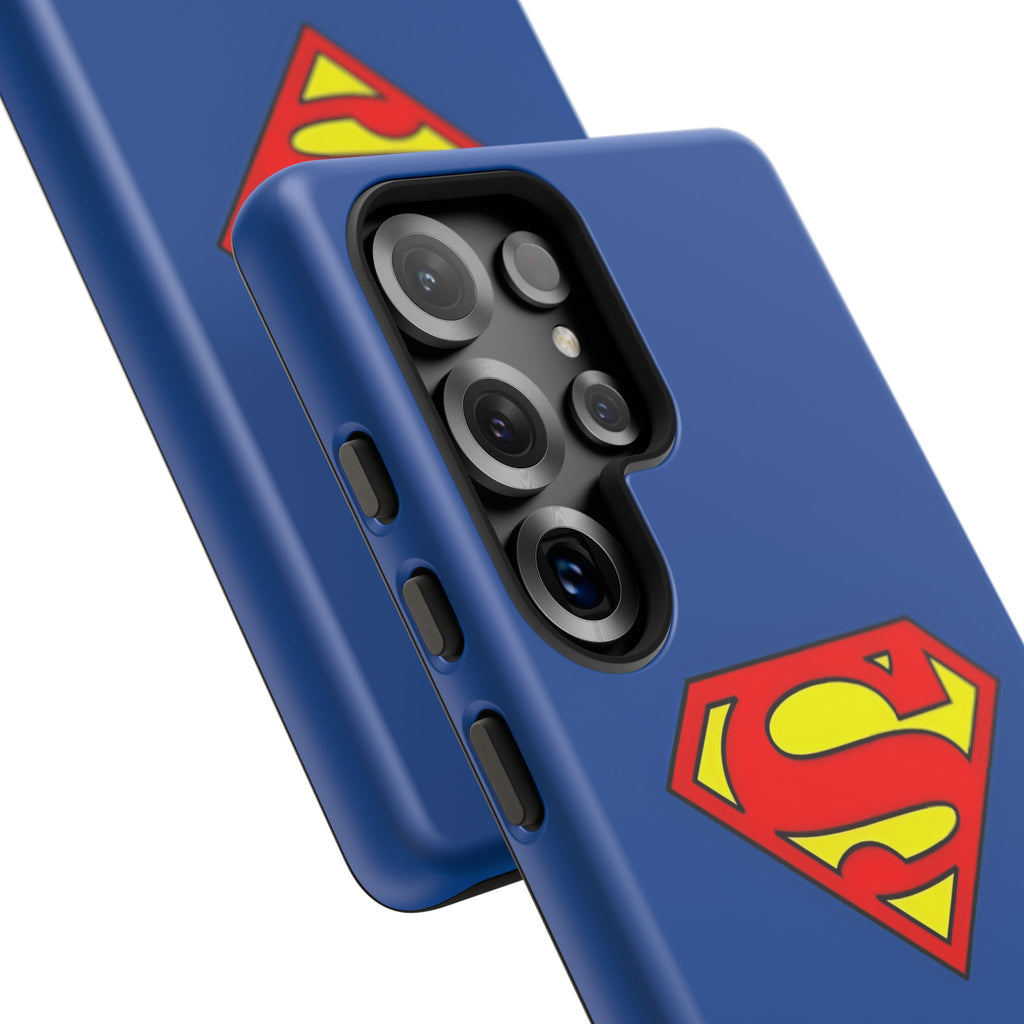 Personalized Superhero Phone Case — Custom Name Blue Protective Cover