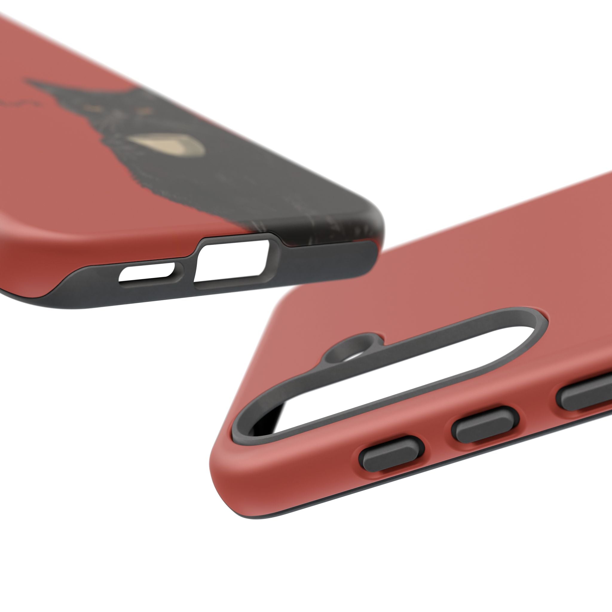 Black Cat Coffee Phone Case – Red Matte Protective Tough Case