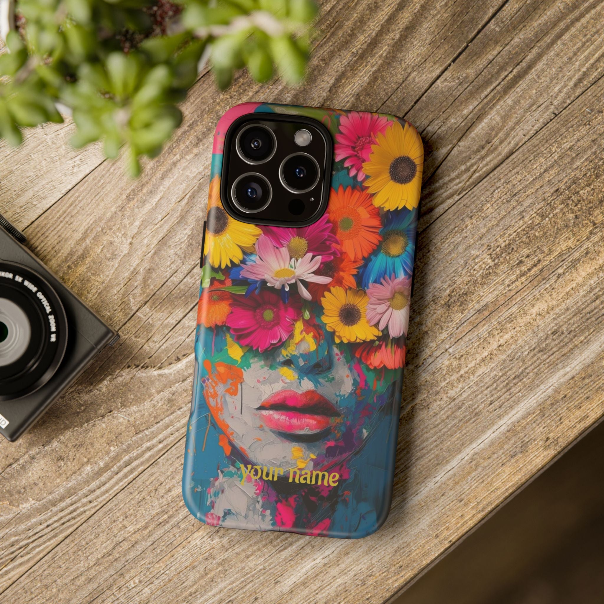 Floral Face Phone Case — Customizable Colorful Portrait iPhone Case