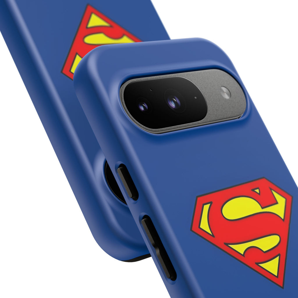 Personalized Superhero Phone Case — Custom Name Blue Protective Cover