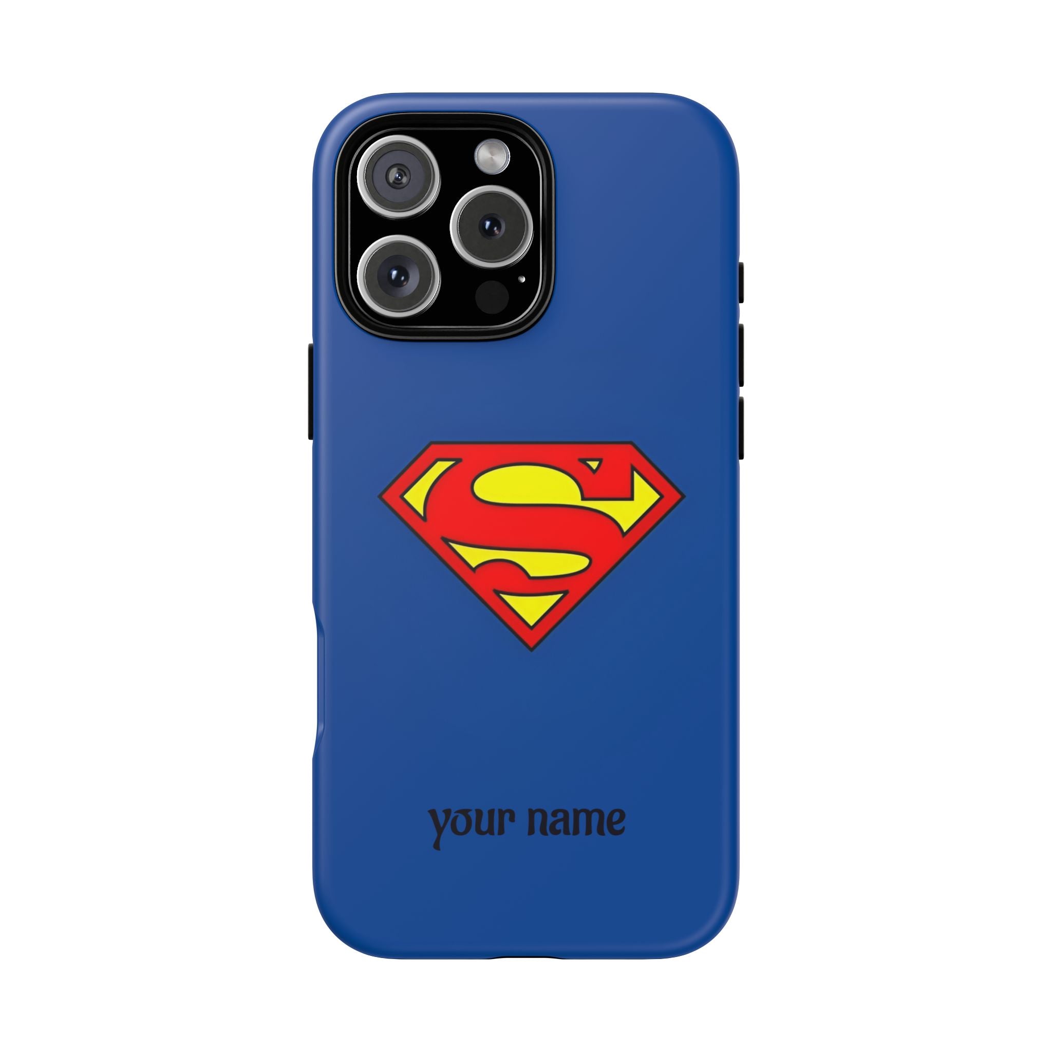 Personalized Superhero Phone Case — Custom Name Blue Protective Cover