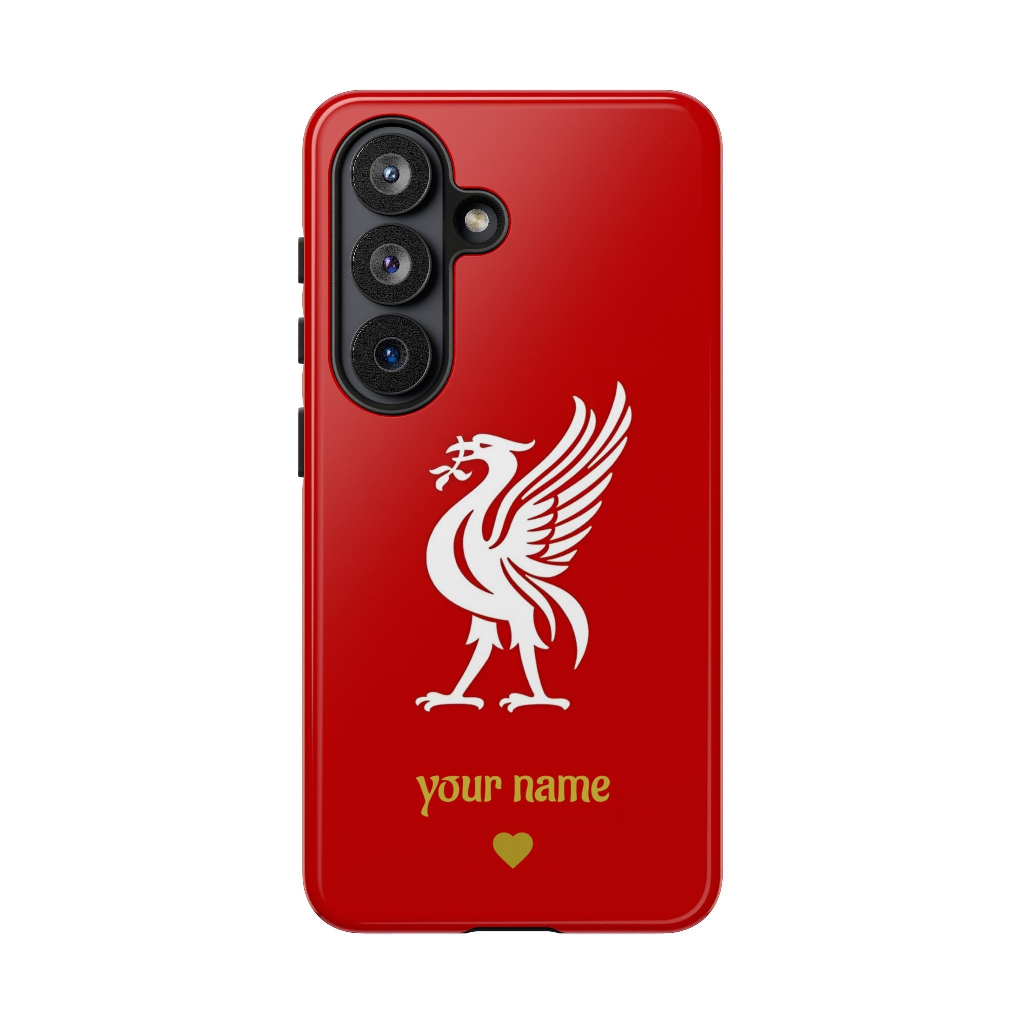 Personalized Red Phone Case — Liverbird Design with Custom Name