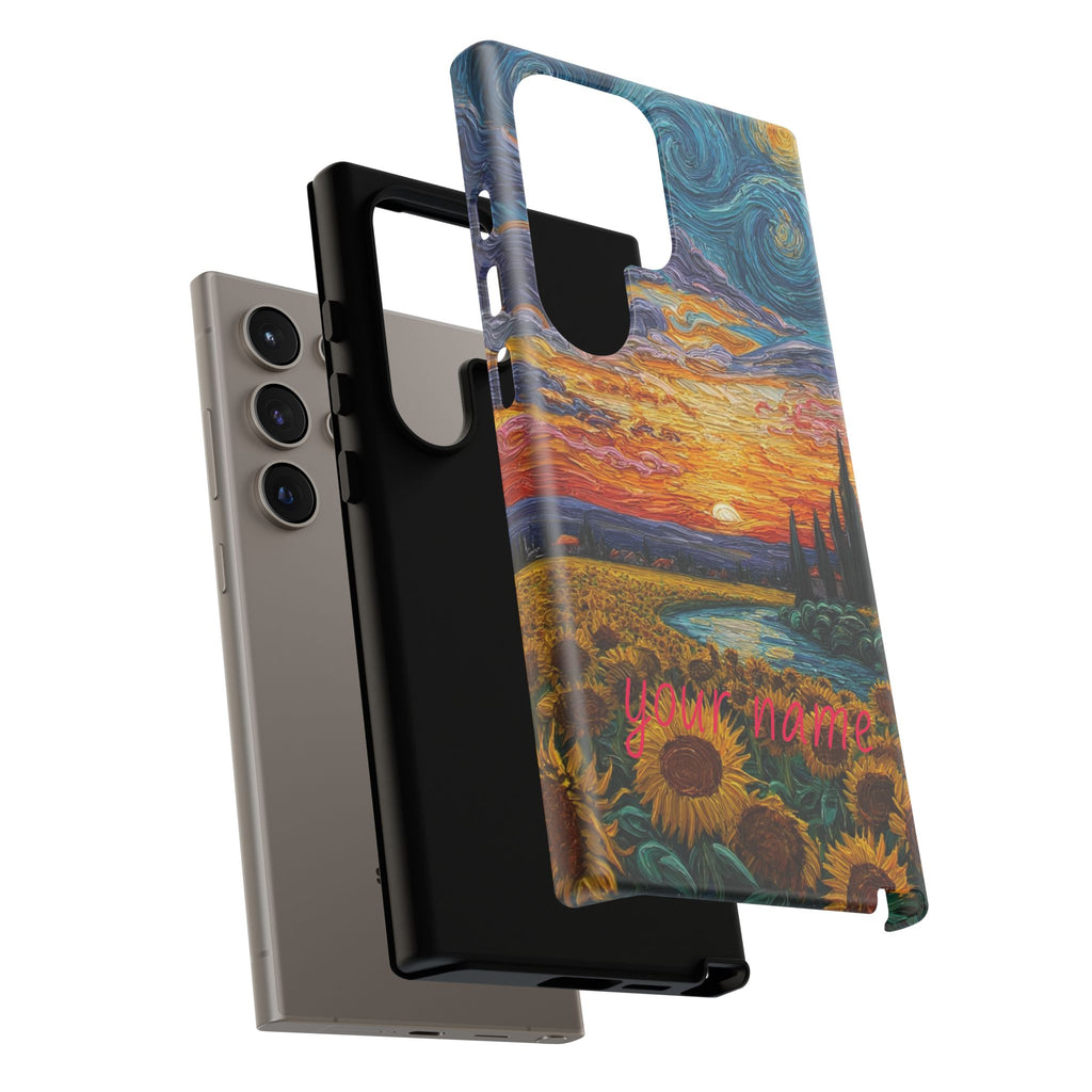 Sunflower Sunset Phone Case — Van Gogh Style Scenic Protective Cover