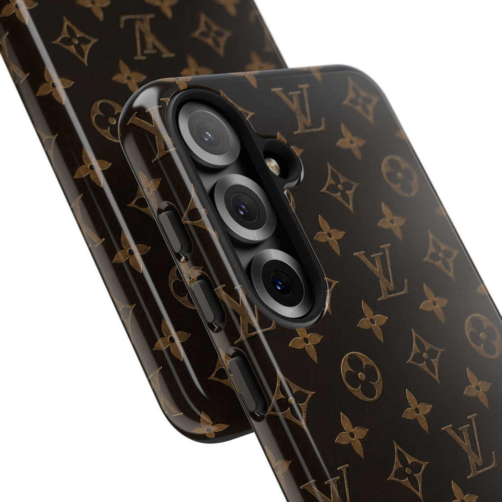 Luxury Monogram Phone Case — Customizable "your name" Brown Pattern