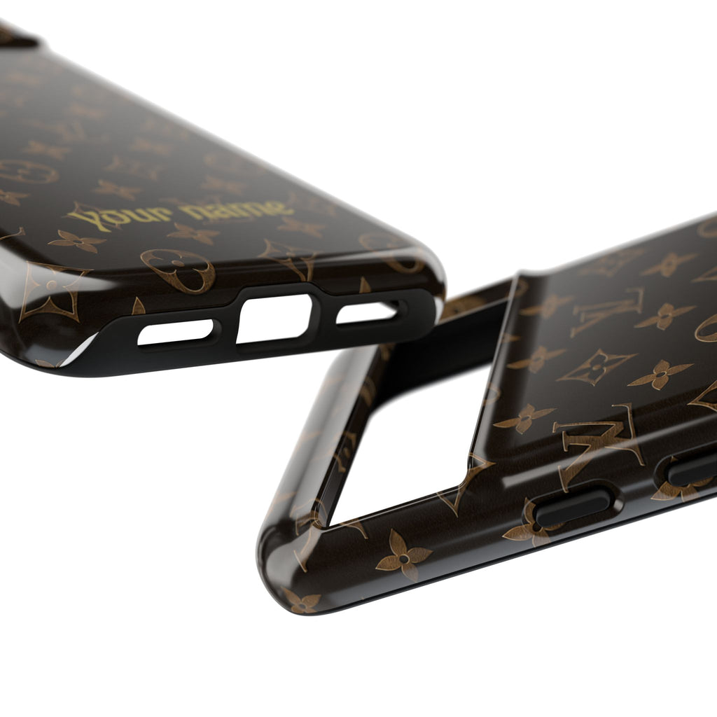 Luxury Monogram Phone Case — Customizable "your name" Brown Pattern