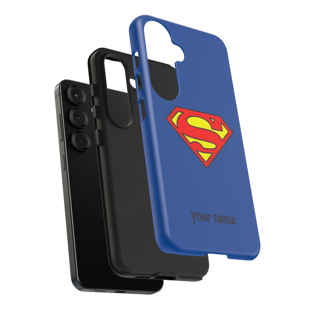 Personalized Superhero Phone Case — Custom Name Blue Protective Cover