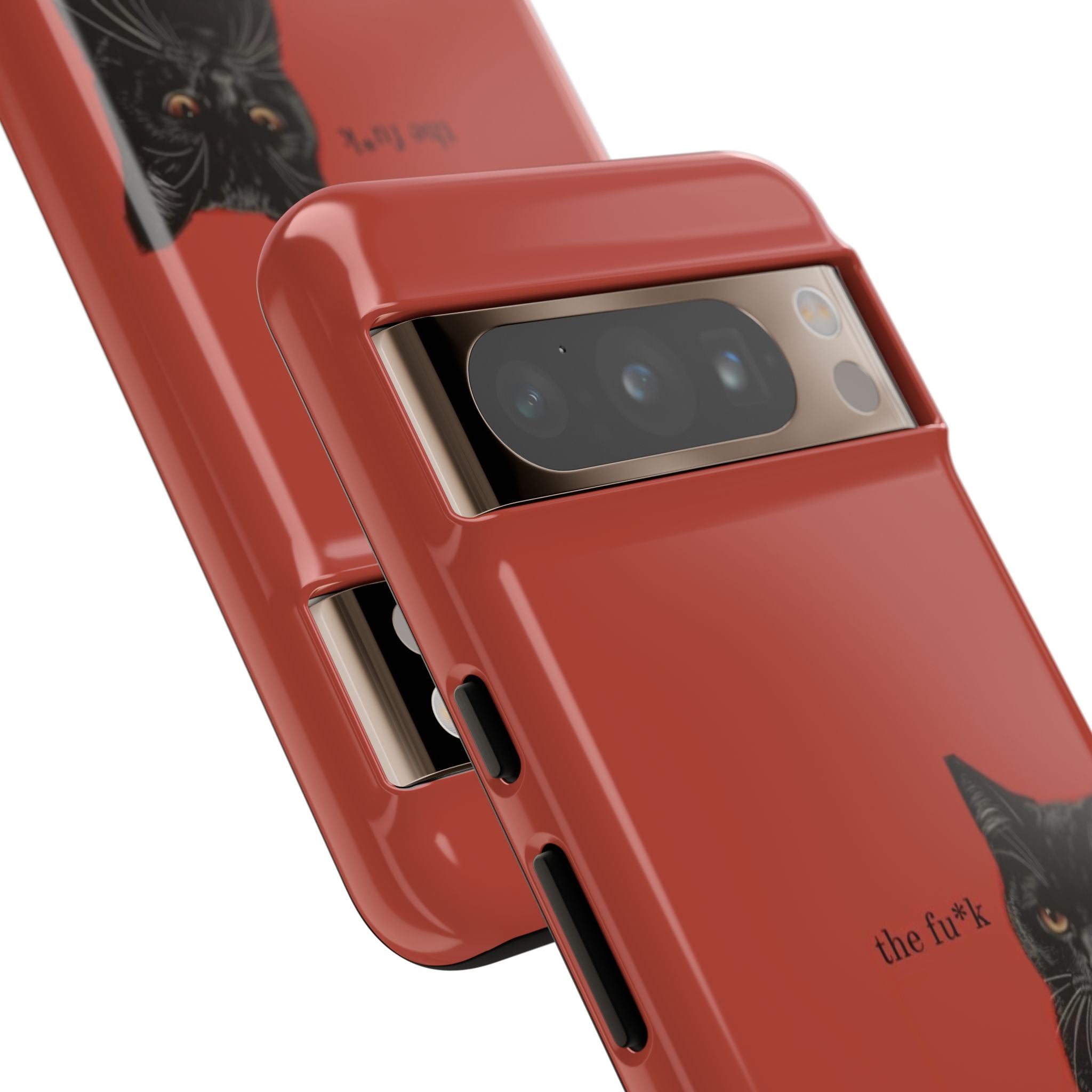 Black Cat Coffee Phone Case – Red Matte Protective Tough Case