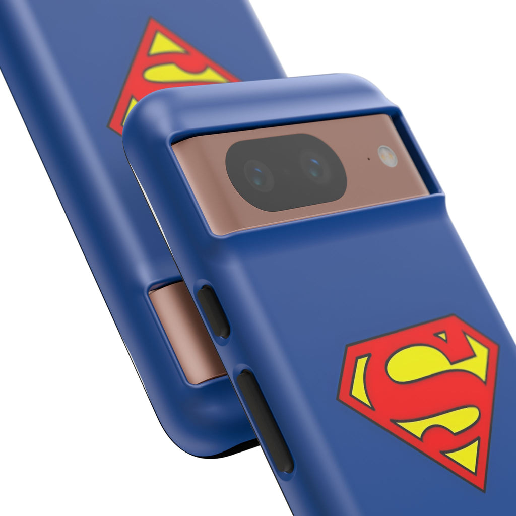 Personalized Superhero Phone Case — Custom Name Blue Protective Cover