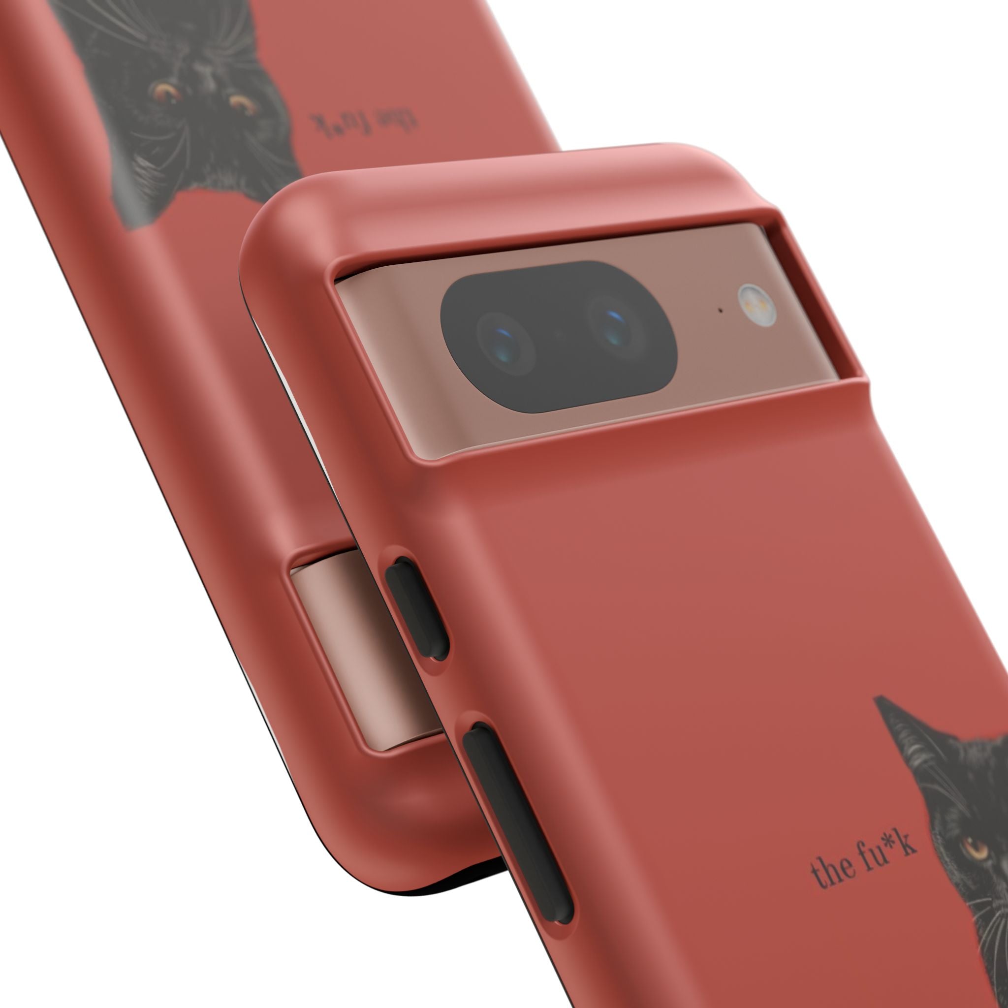 Black Cat Coffee Phone Case – Red Matte Protective Tough Case