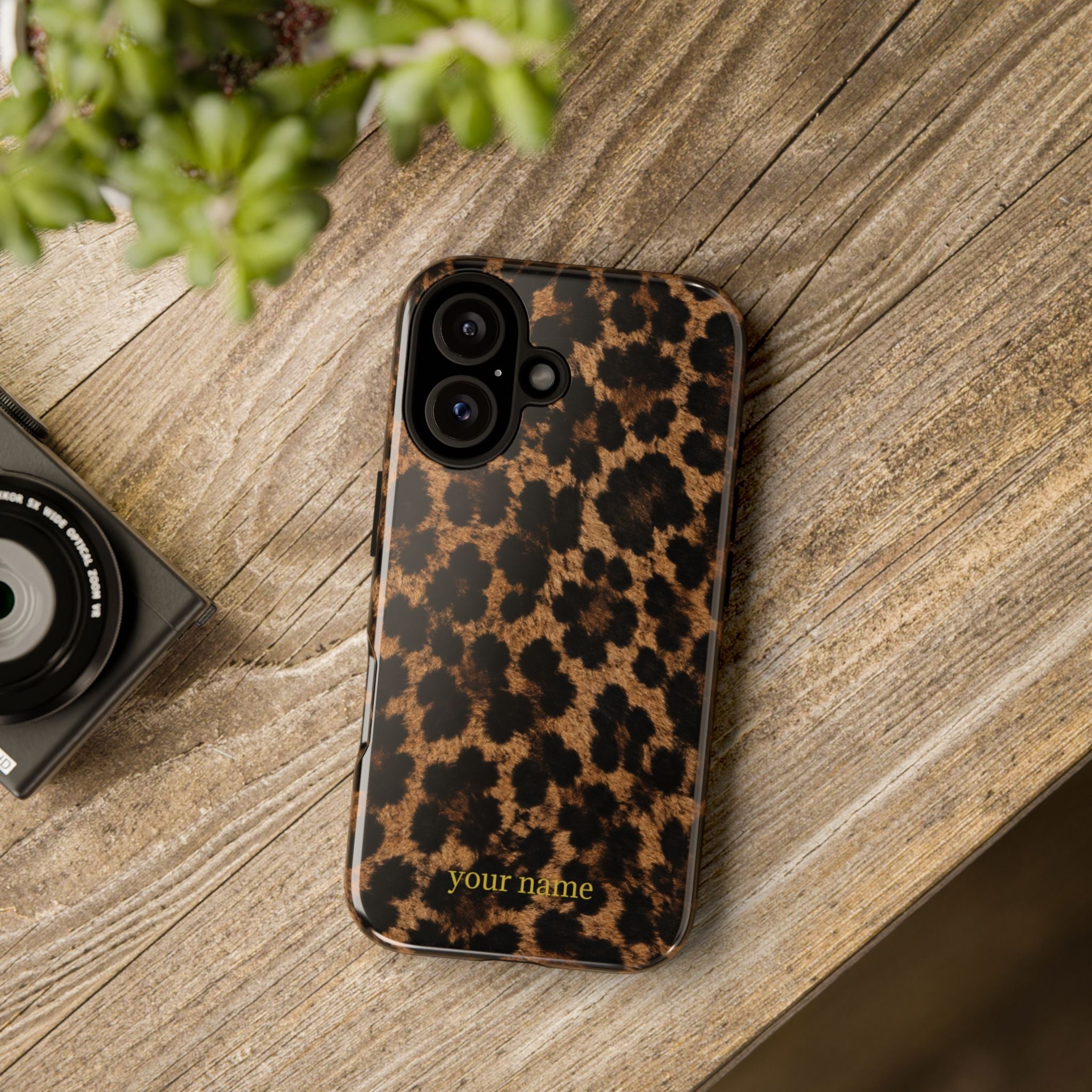 Leopard Print Phone Case — Personalized "your name" Monogram Tough Case