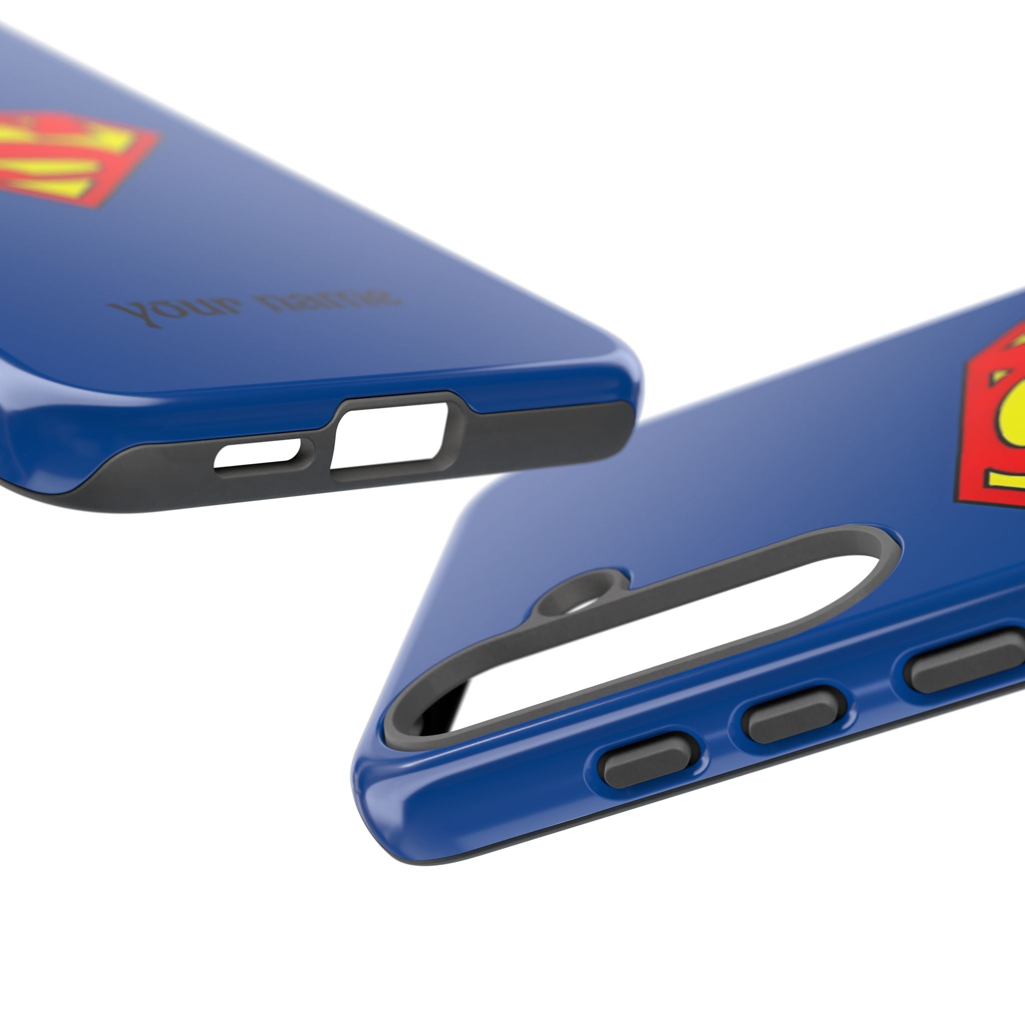 Personalized Superhero Phone Case — Custom Name Blue Protective Cover