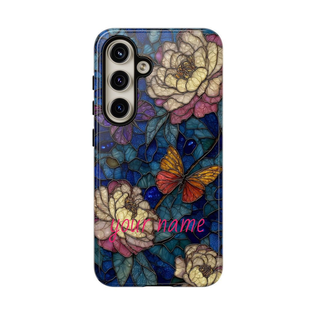Floral Stained Glass Butterfly Phone Case — Personalized Tough Case