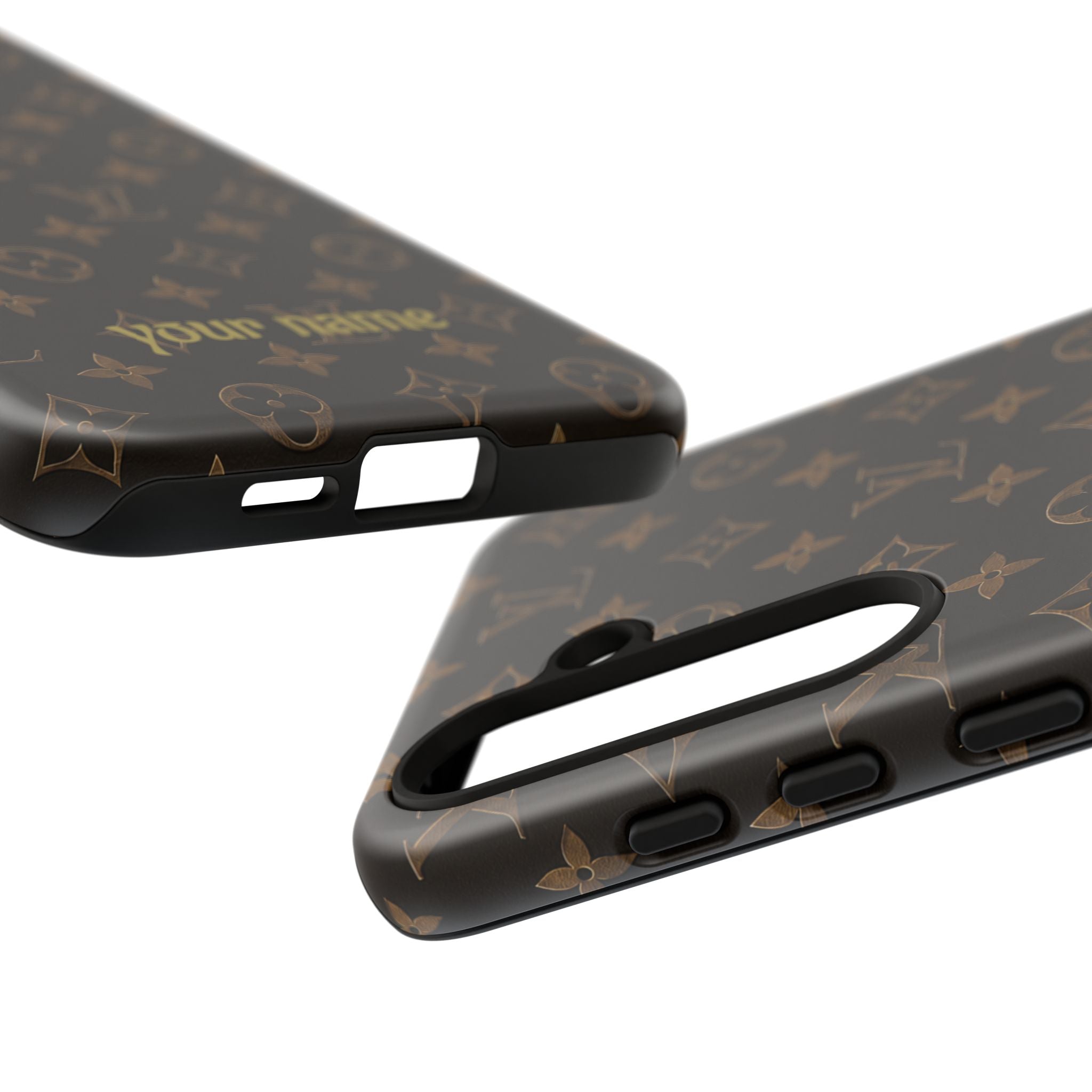 Luxury Monogram Phone Case — Customizable "your name" Brown Pattern