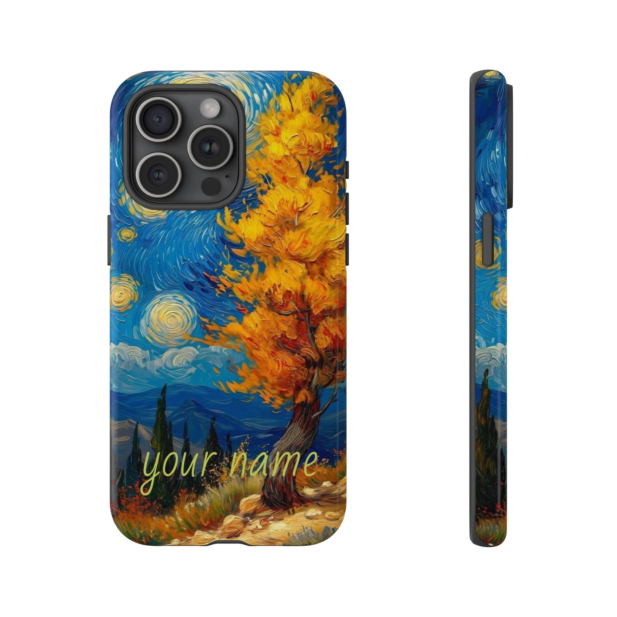 Personalized Starry Autumn Phone Case — Custom Name iPhone Protective Cover