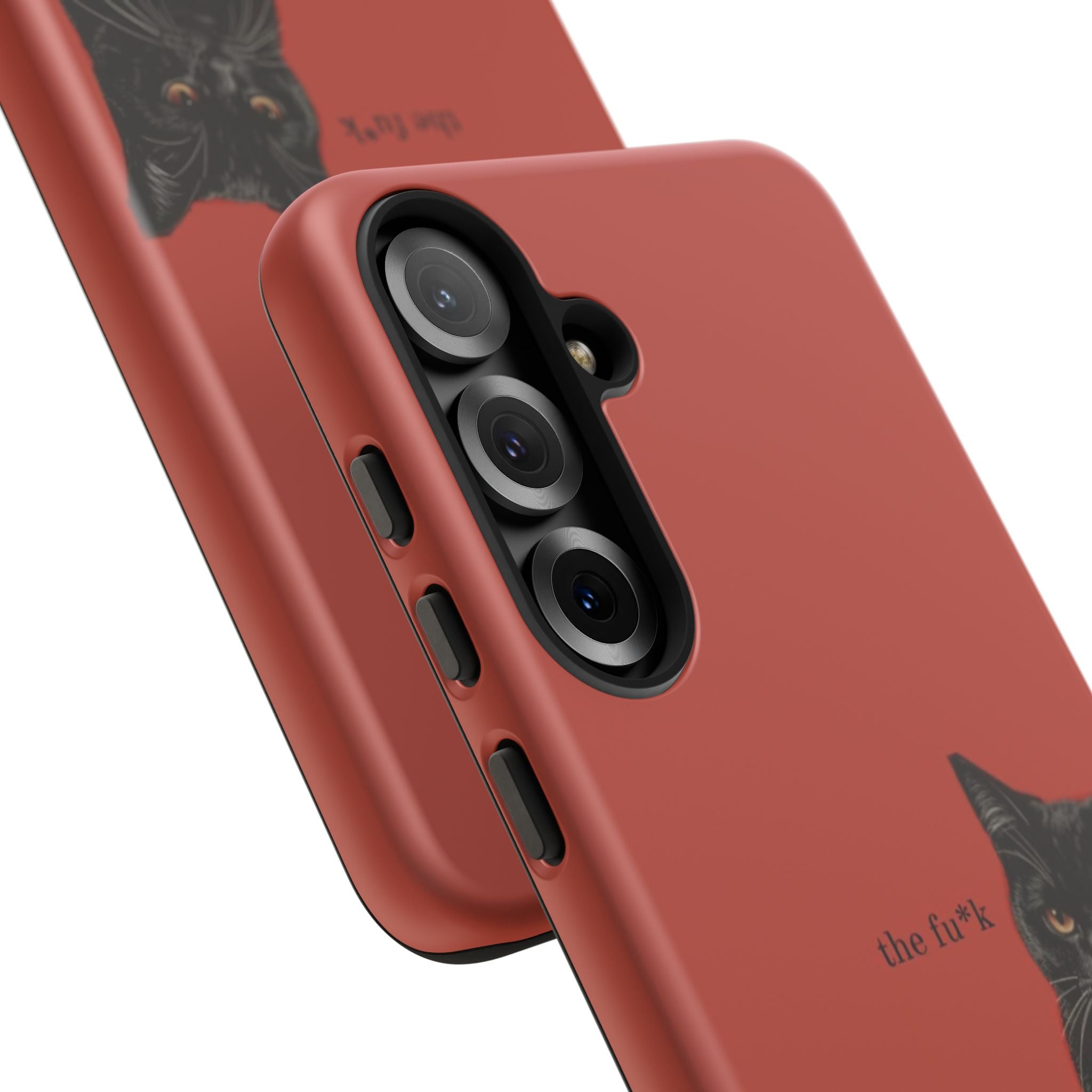 Black Cat Coffee Phone Case – Red Matte Protective Tough Case