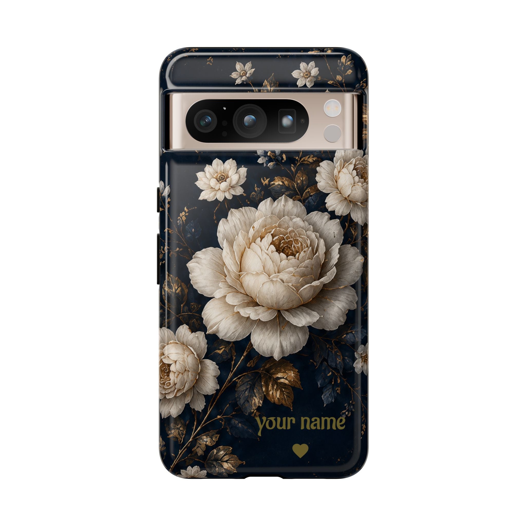 Floral Vintage Phone Case — Personalized "your name" Romantic Dark Peony