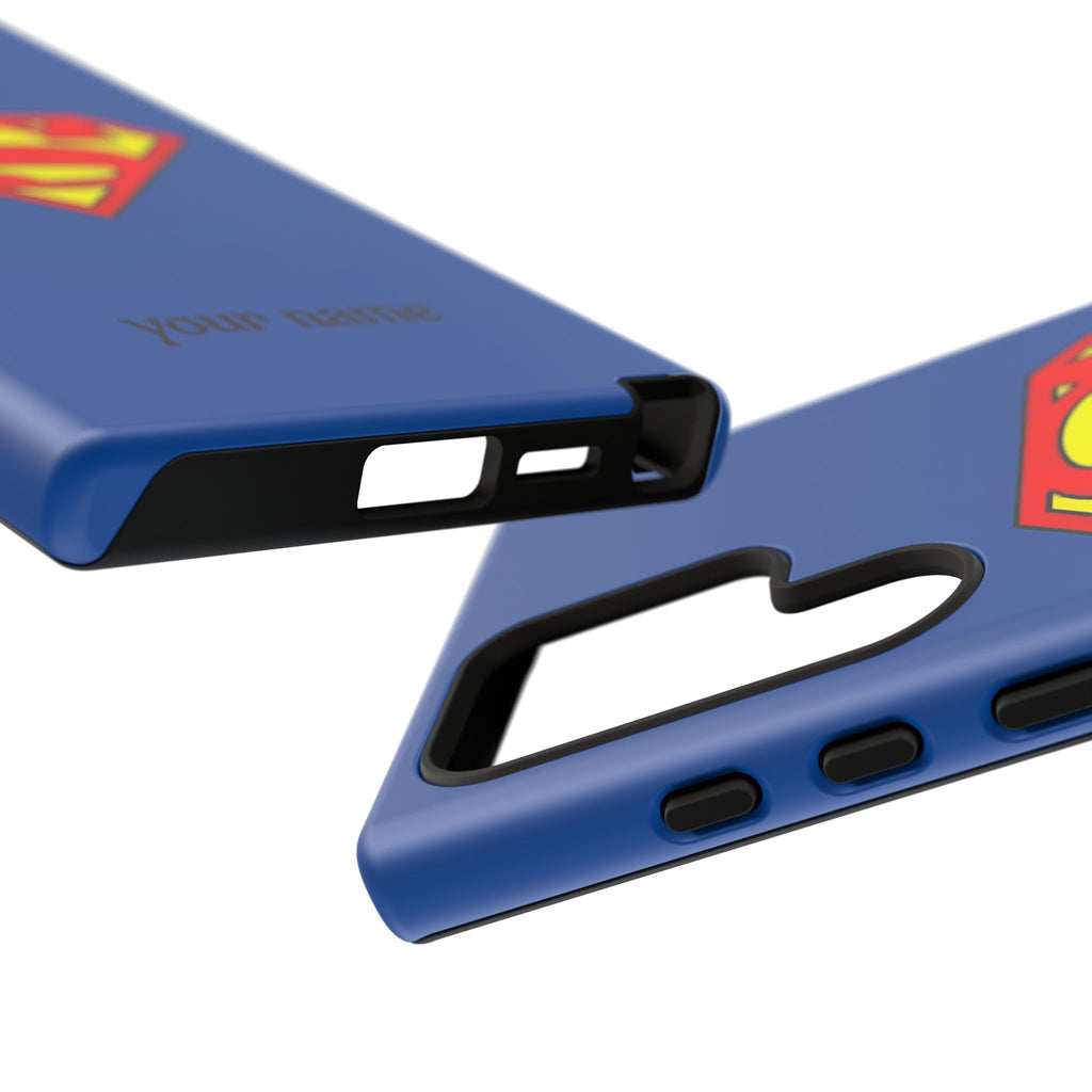 Personalized Superhero Phone Case — Custom Name Blue Protective Cover