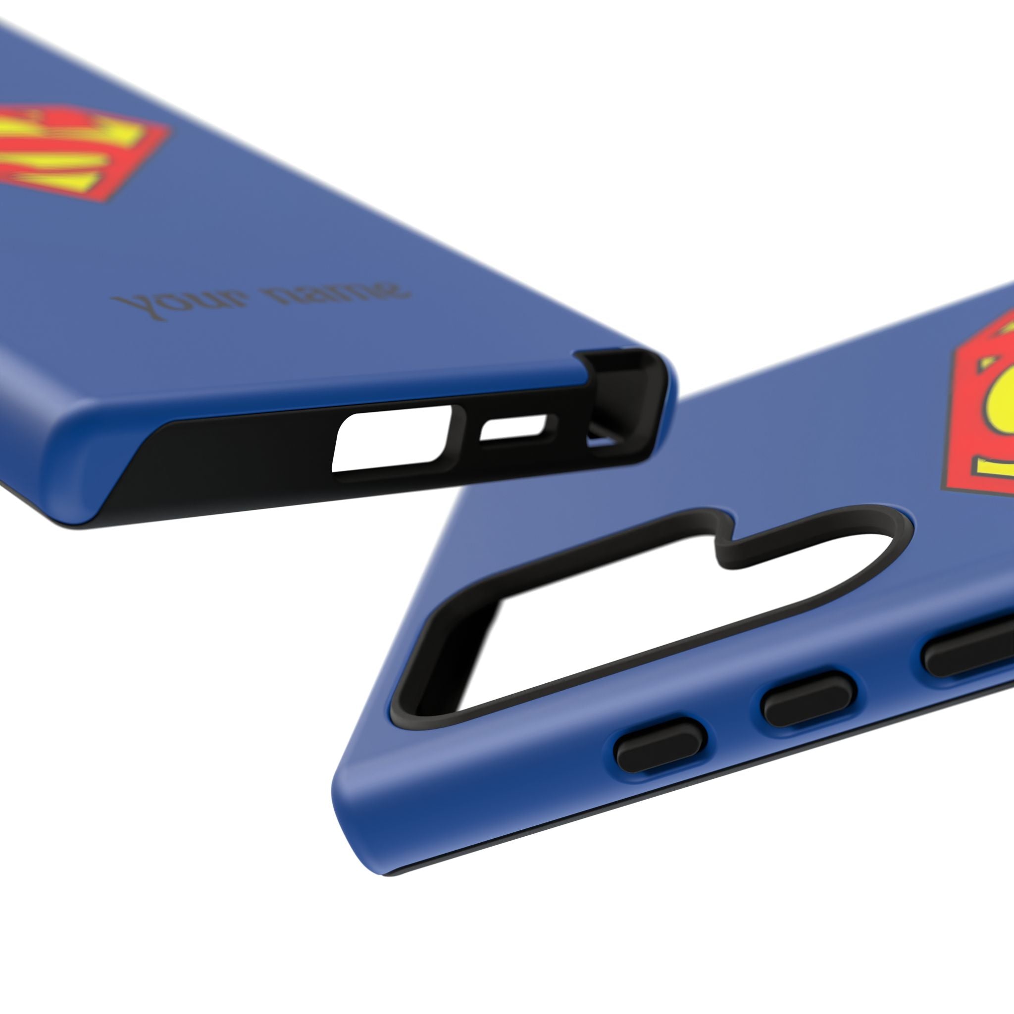 Personalized Superhero Phone Case — Custom Name Blue Protective Cover