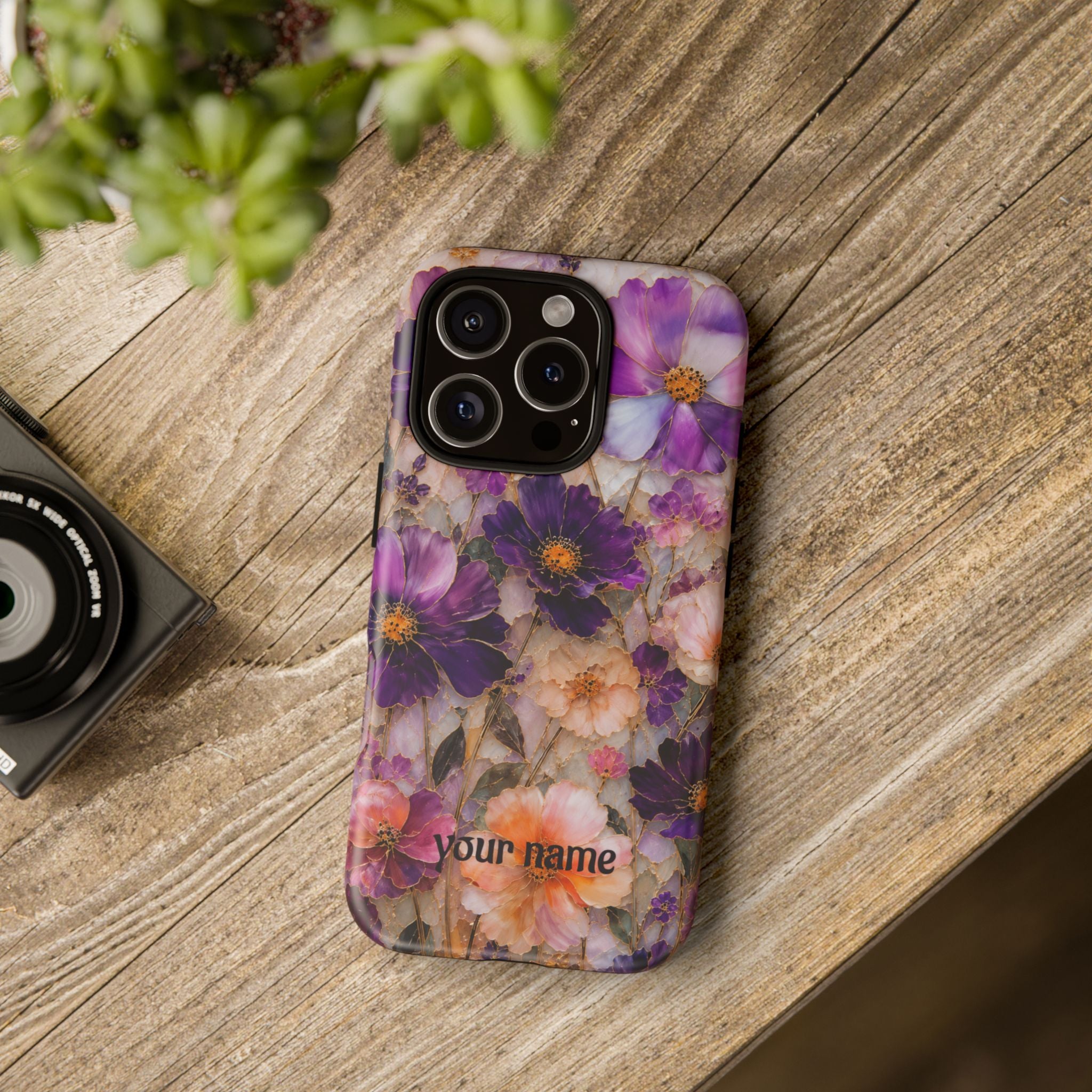 stained glass wildflower phone case — Personalized "your name"