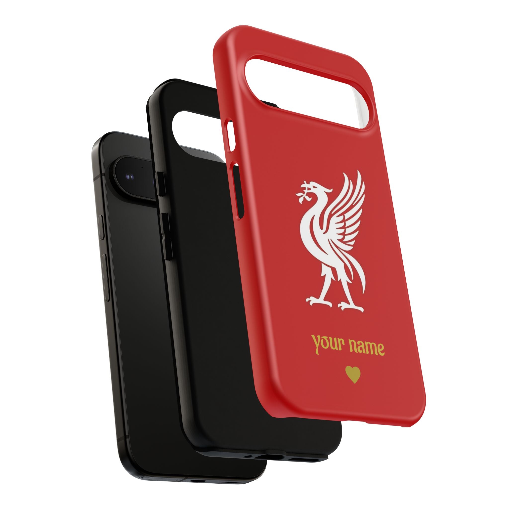 Personalized Red Phone Case — Liverbird Design with Custom Name