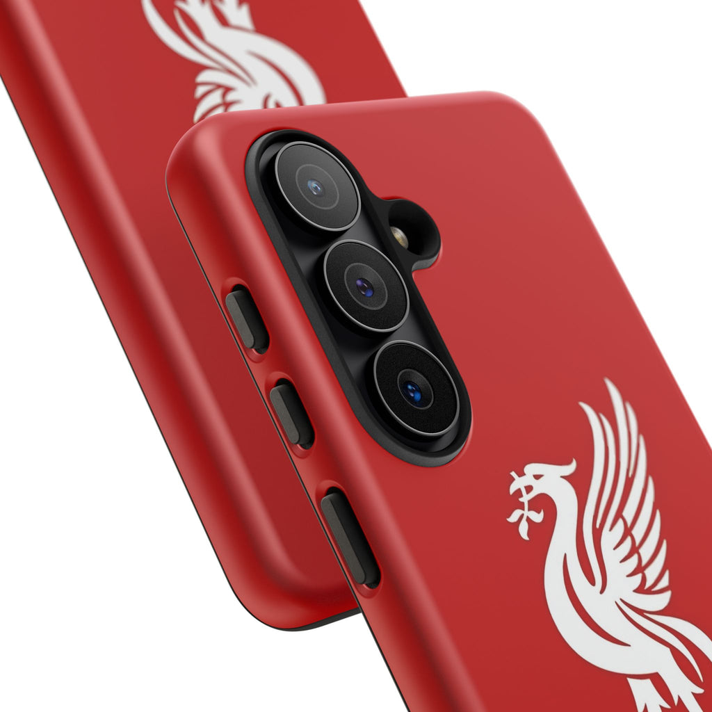 Personalized Red Phone Case — Liverbird Design with Custom Name