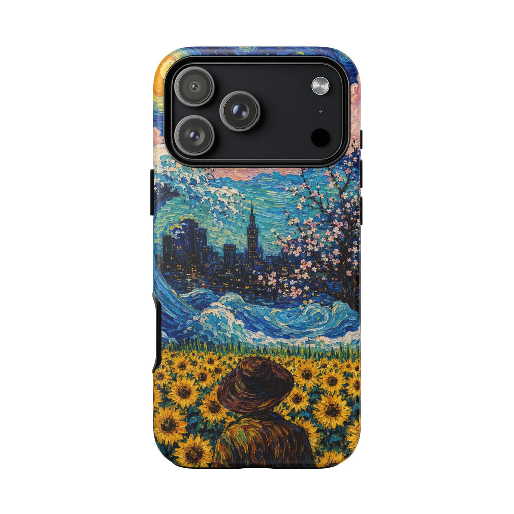 Starry Sunflower Phone Case — Van Gogh Inspired Art iPhone Cover