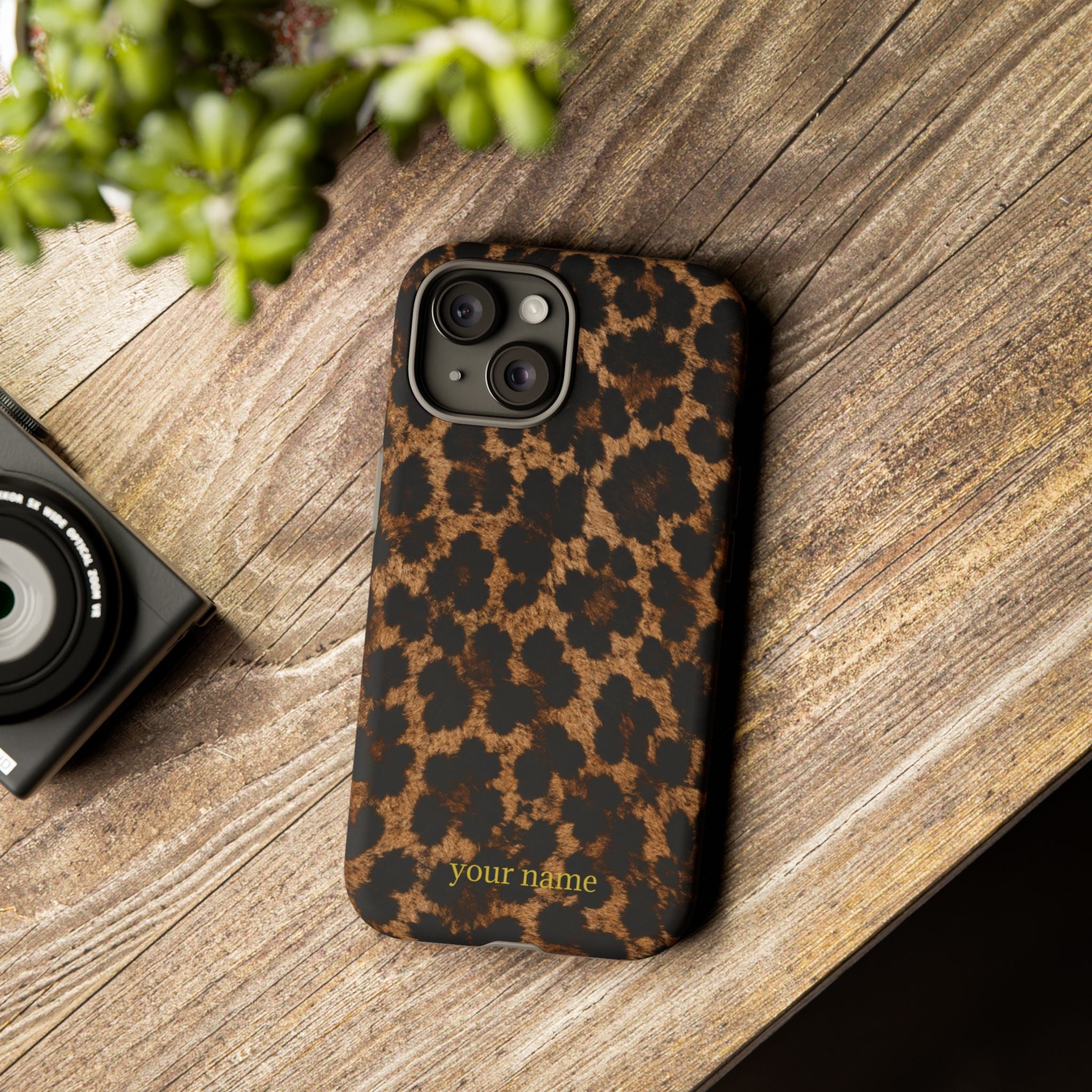 Leopard Print Phone Case — Personalized "your name" Monogram Tough Case