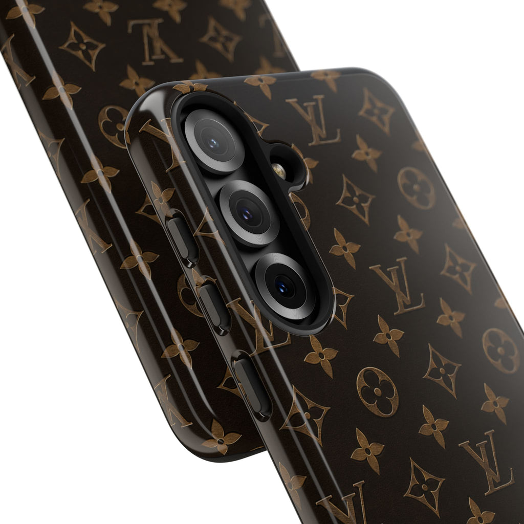 Luxury Monogram Phone Case — Customizable "your name" Brown Pattern