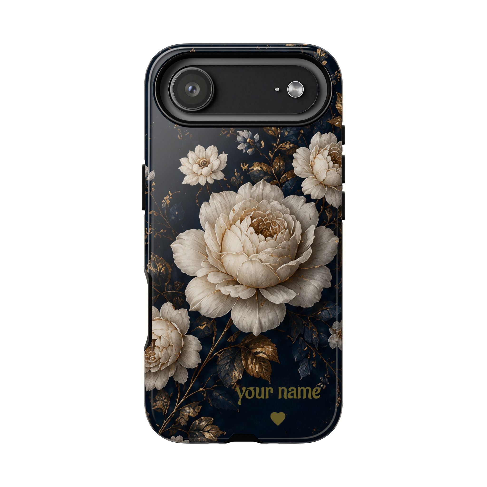 Floral Vintage Phone Case — Personalized "your name" Romantic Dark Peony