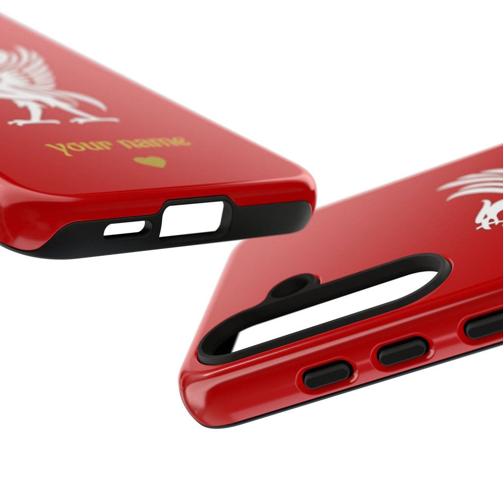 Personalized Red Phone Case — Liverbird Design with Custom Name