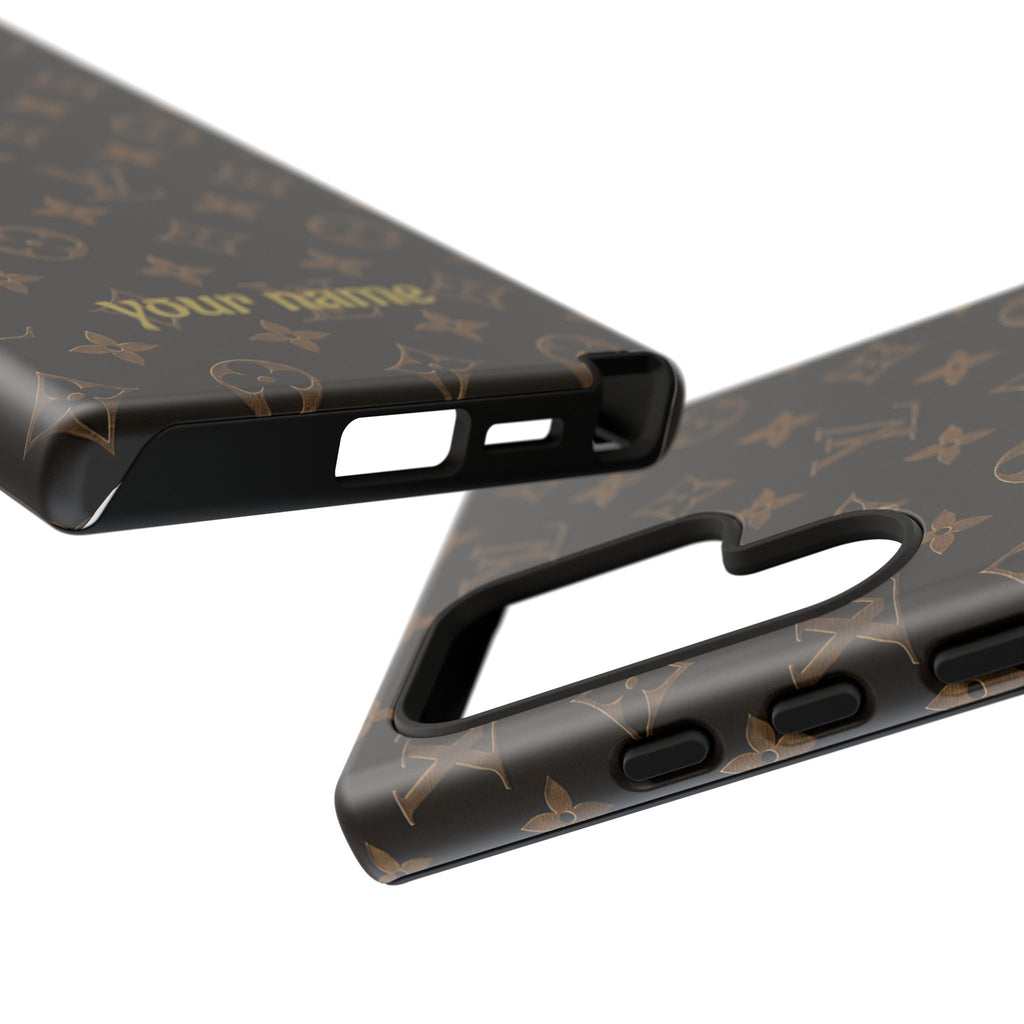 Luxury Monogram Phone Case — Customizable "your name" Brown Pattern