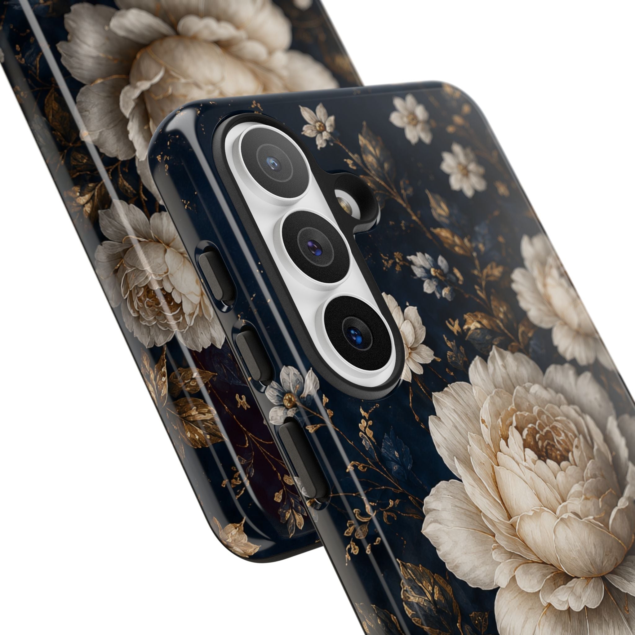 Floral Vintage Phone Case — Personalized "your name" Romantic Dark Peony
