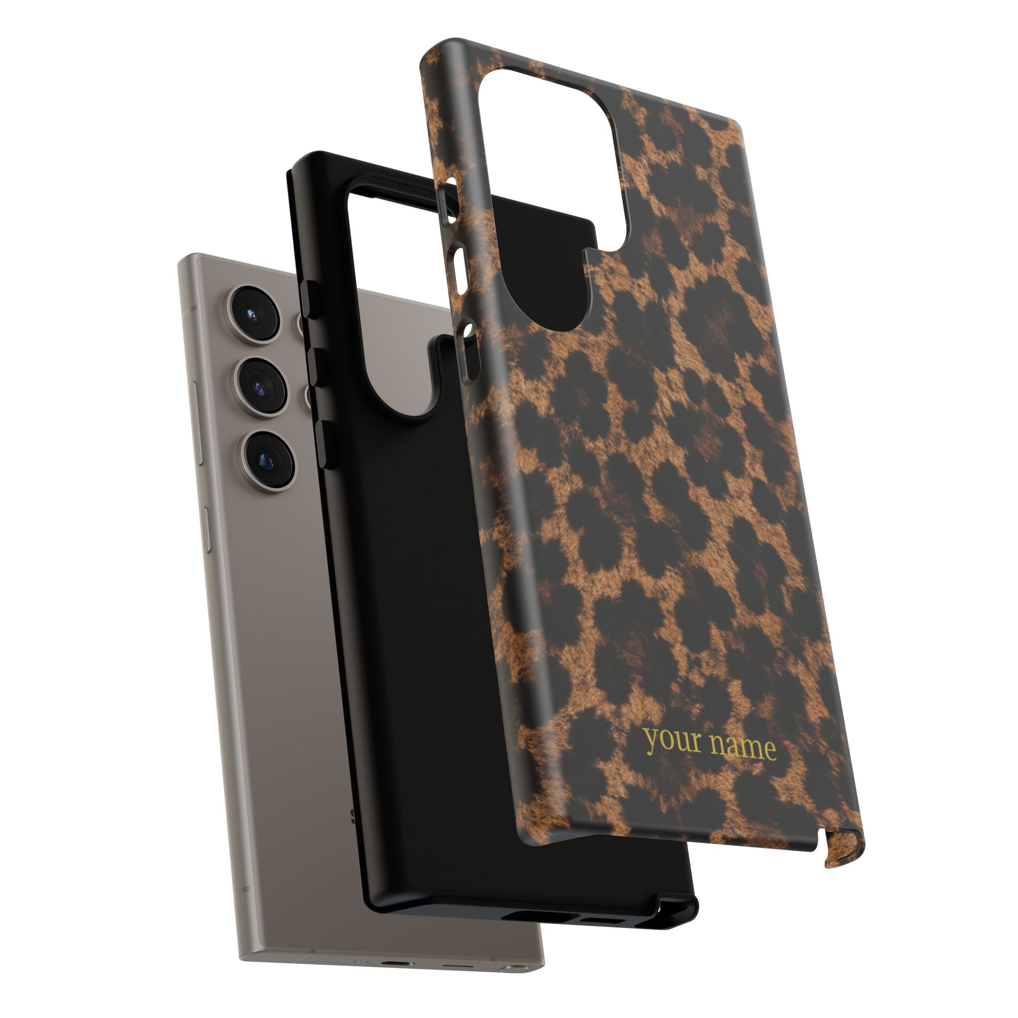 Leopard Print Phone Case — Personalized "your name" Monogram Tough Case