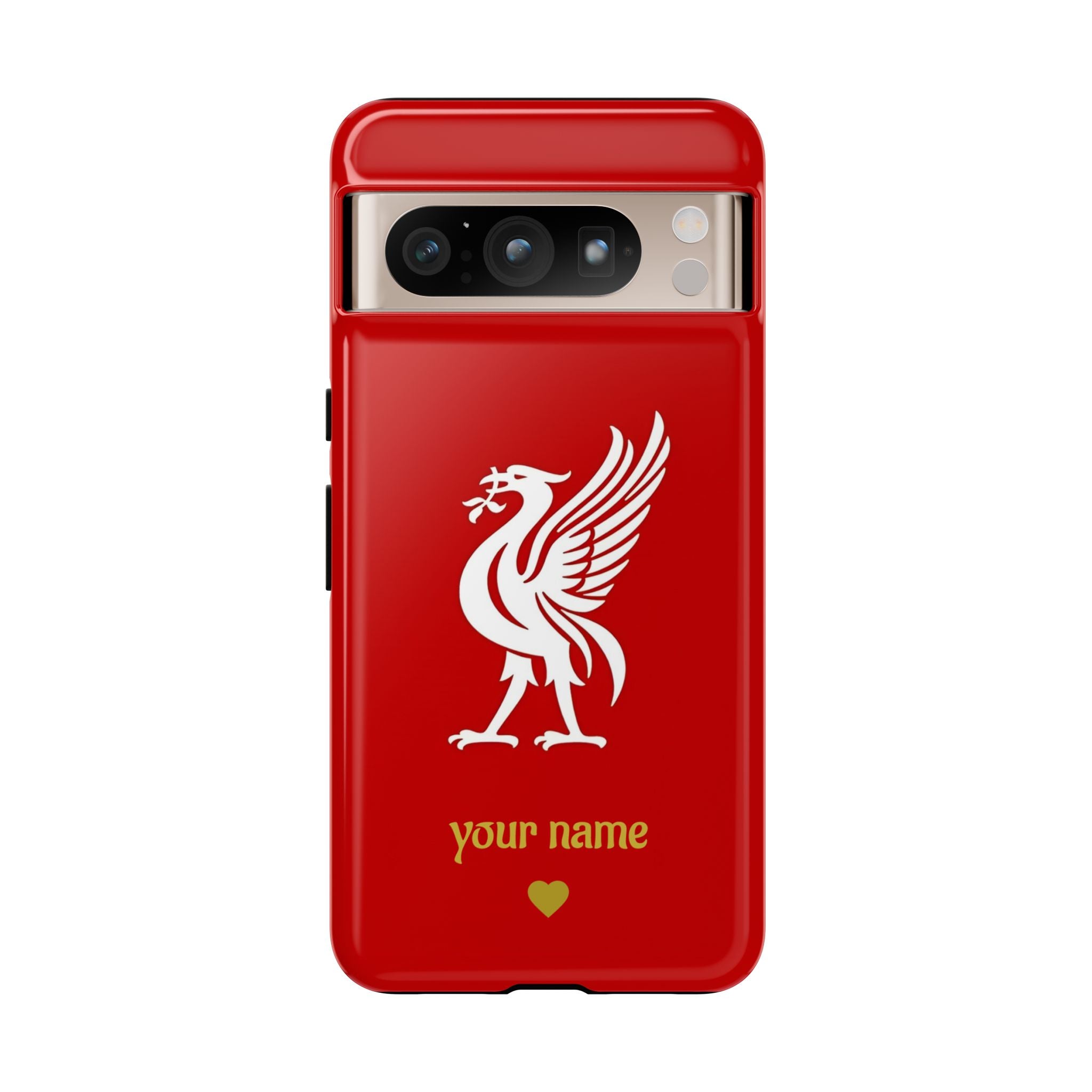 Personalized Red Phone Case — Liverbird Design with Custom Name