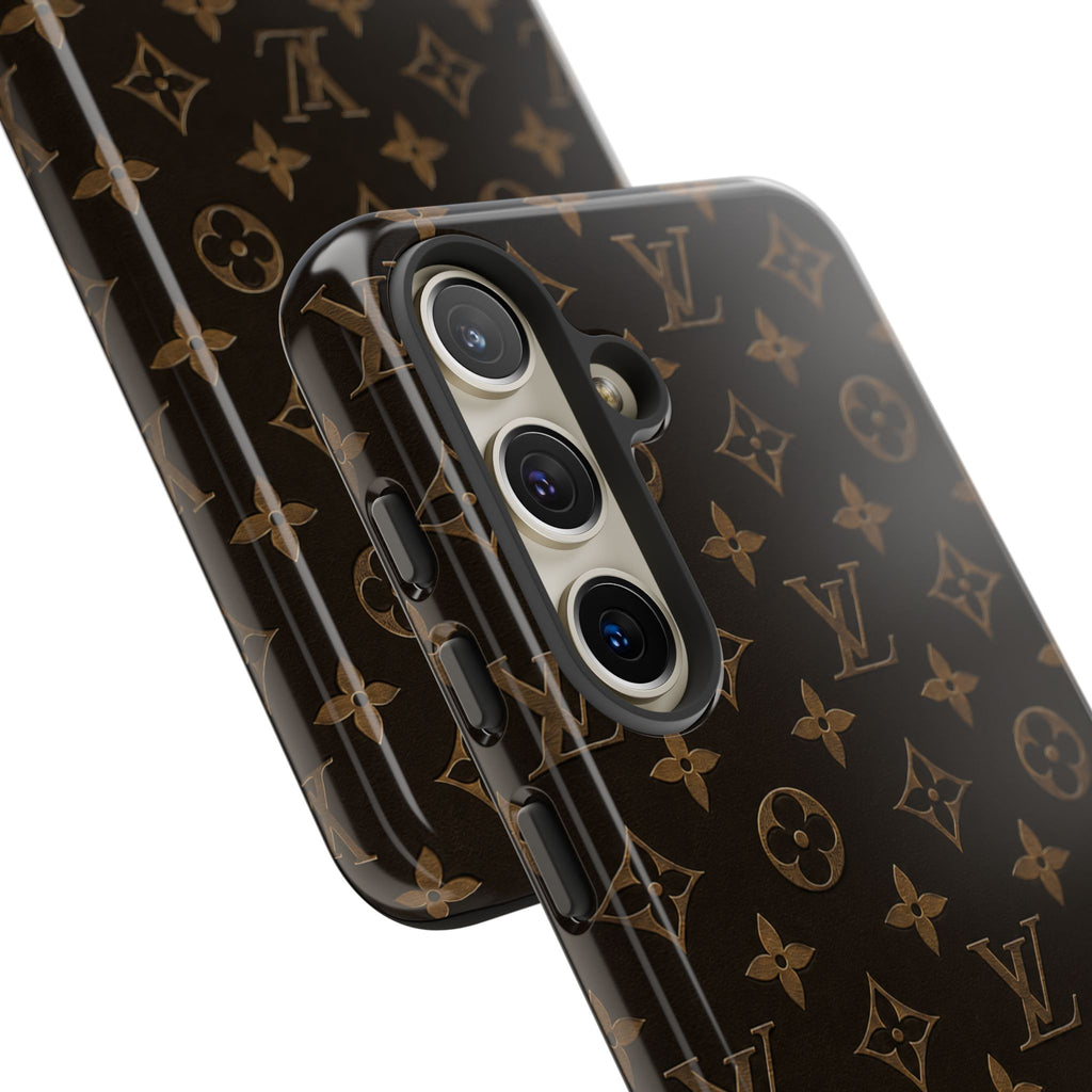 Luxury Monogram Phone Case — Customizable "your name" Brown Pattern