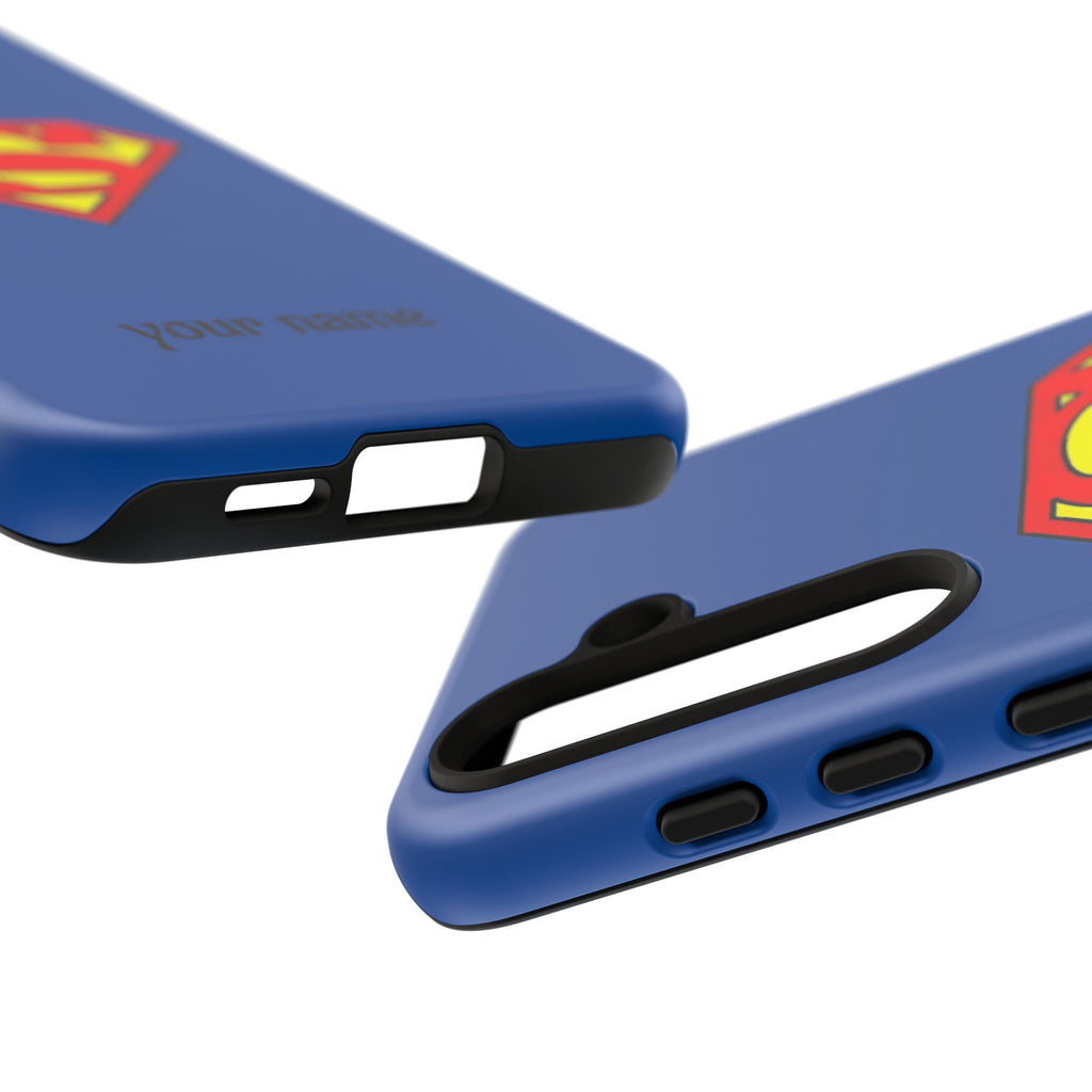 Personalized Superhero Phone Case — Custom Name Blue Protective Cover