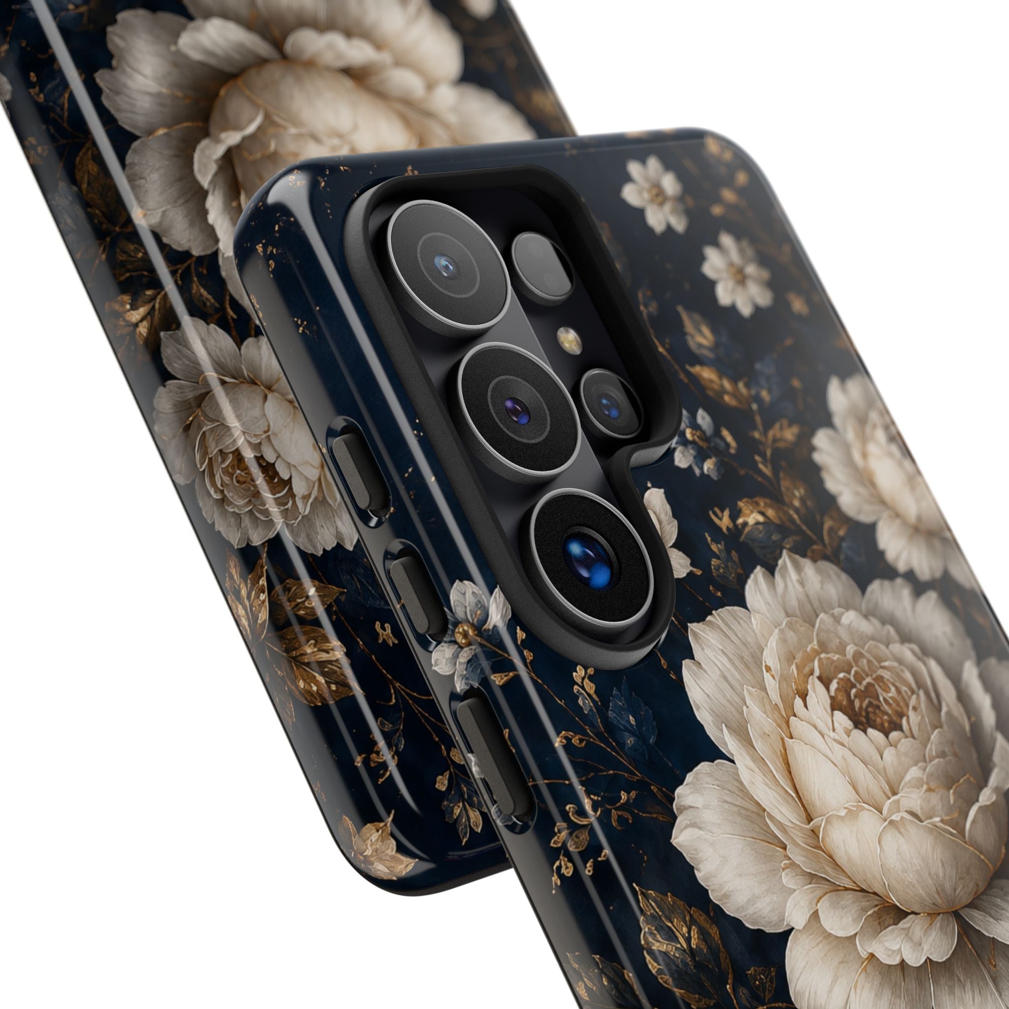 Floral Vintage Phone Case — Personalized "your name" Romantic Dark Peony