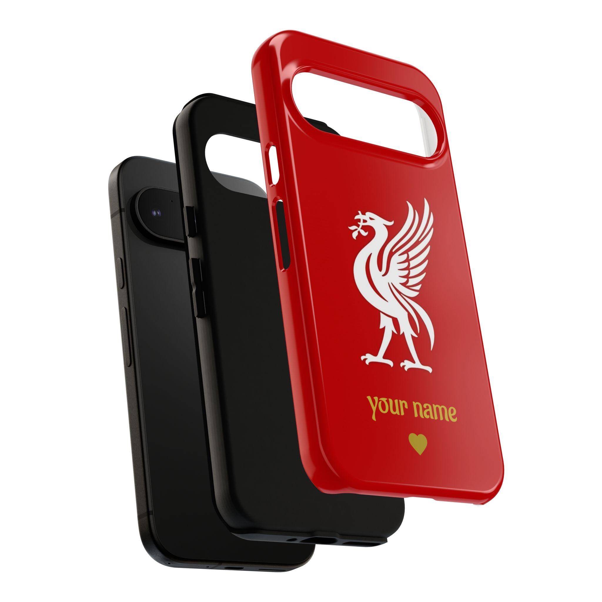 Personalized Red Phone Case — Liverbird Design with Custom Name
