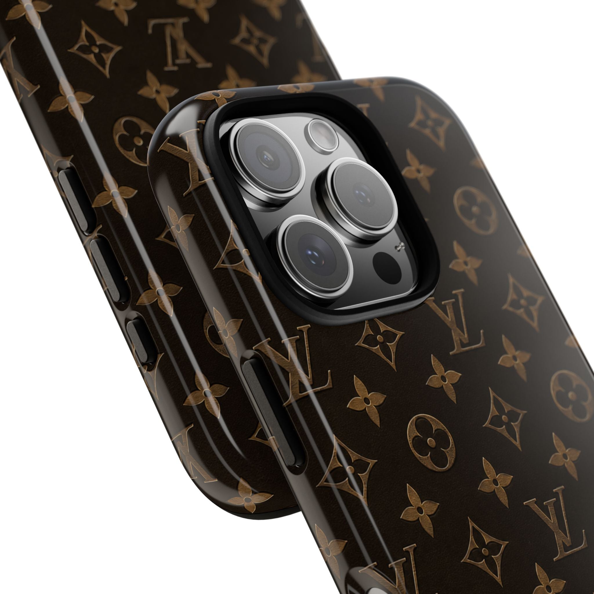 Luxury Monogram Phone Case — Customizable "your name" Brown Pattern