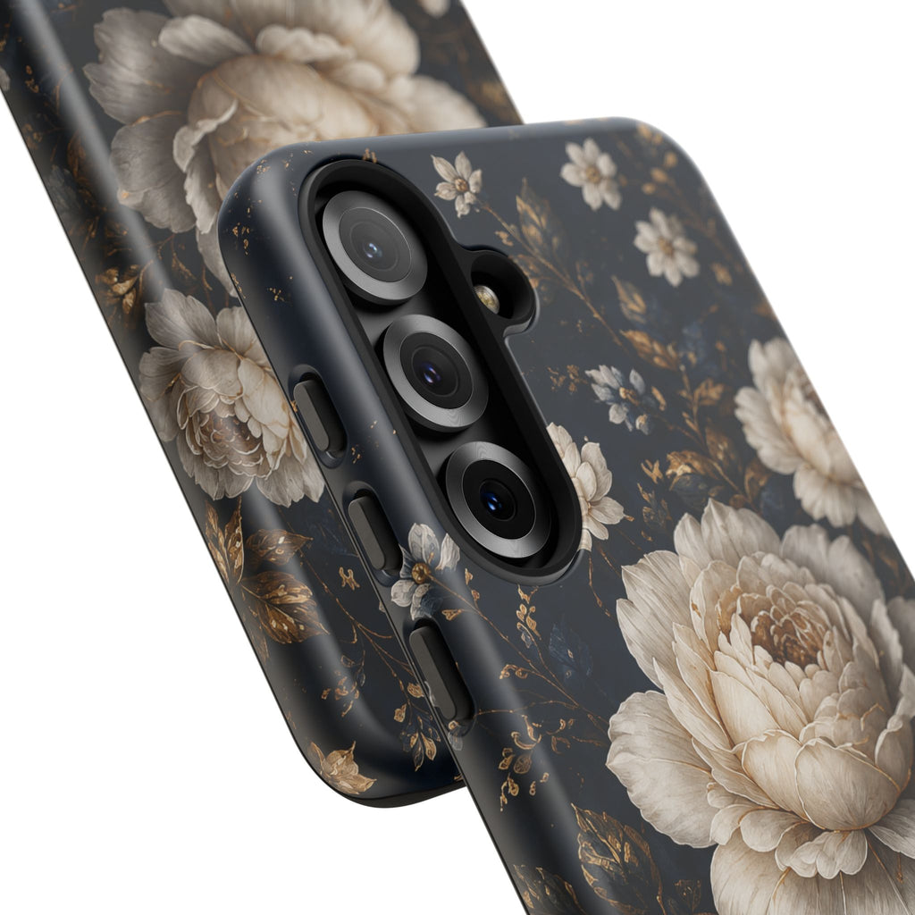 Floral Vintage Phone Case — Personalized "your name" Romantic Dark Peony