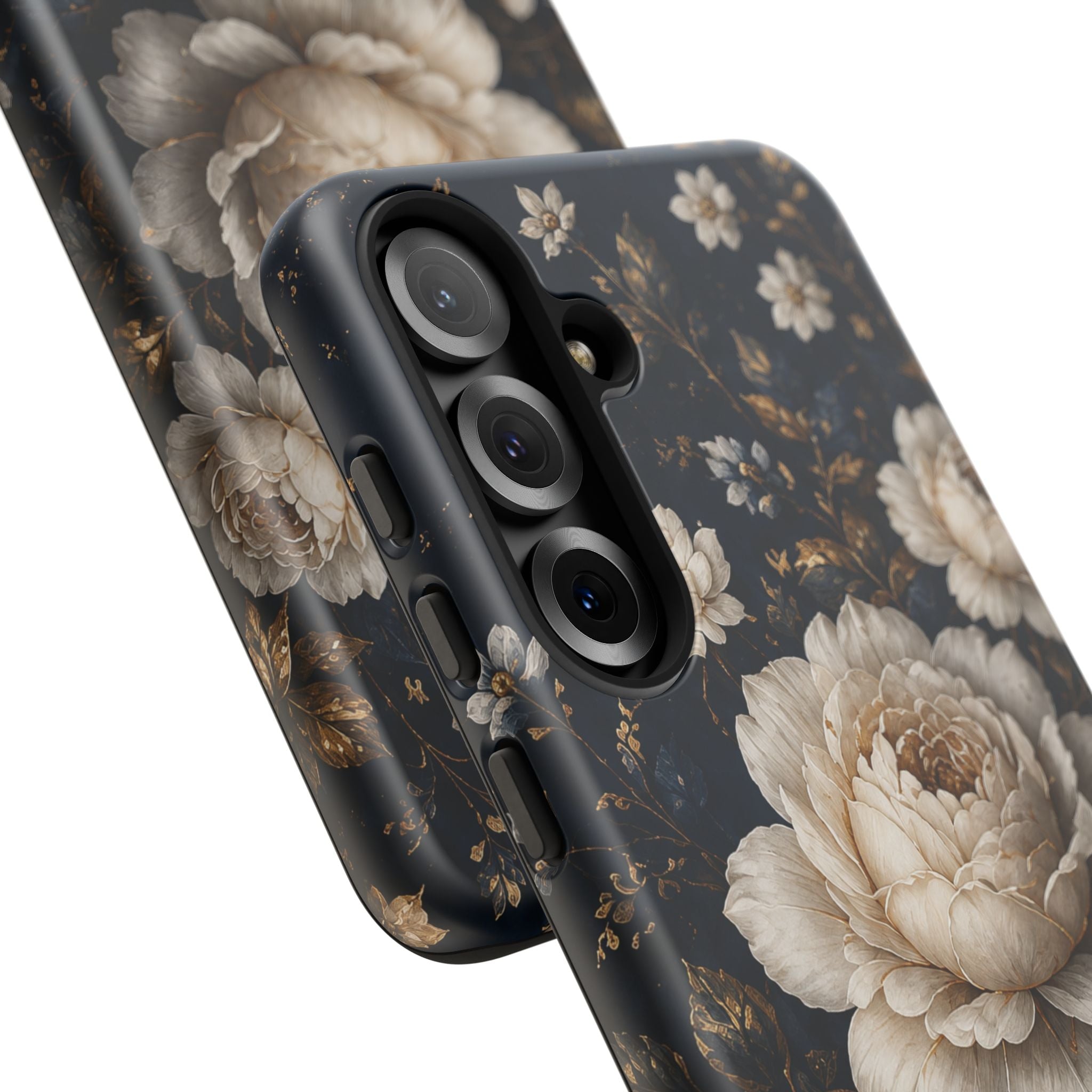 Floral Vintage Phone Case — Personalized "your name" Romantic Dark Peony
