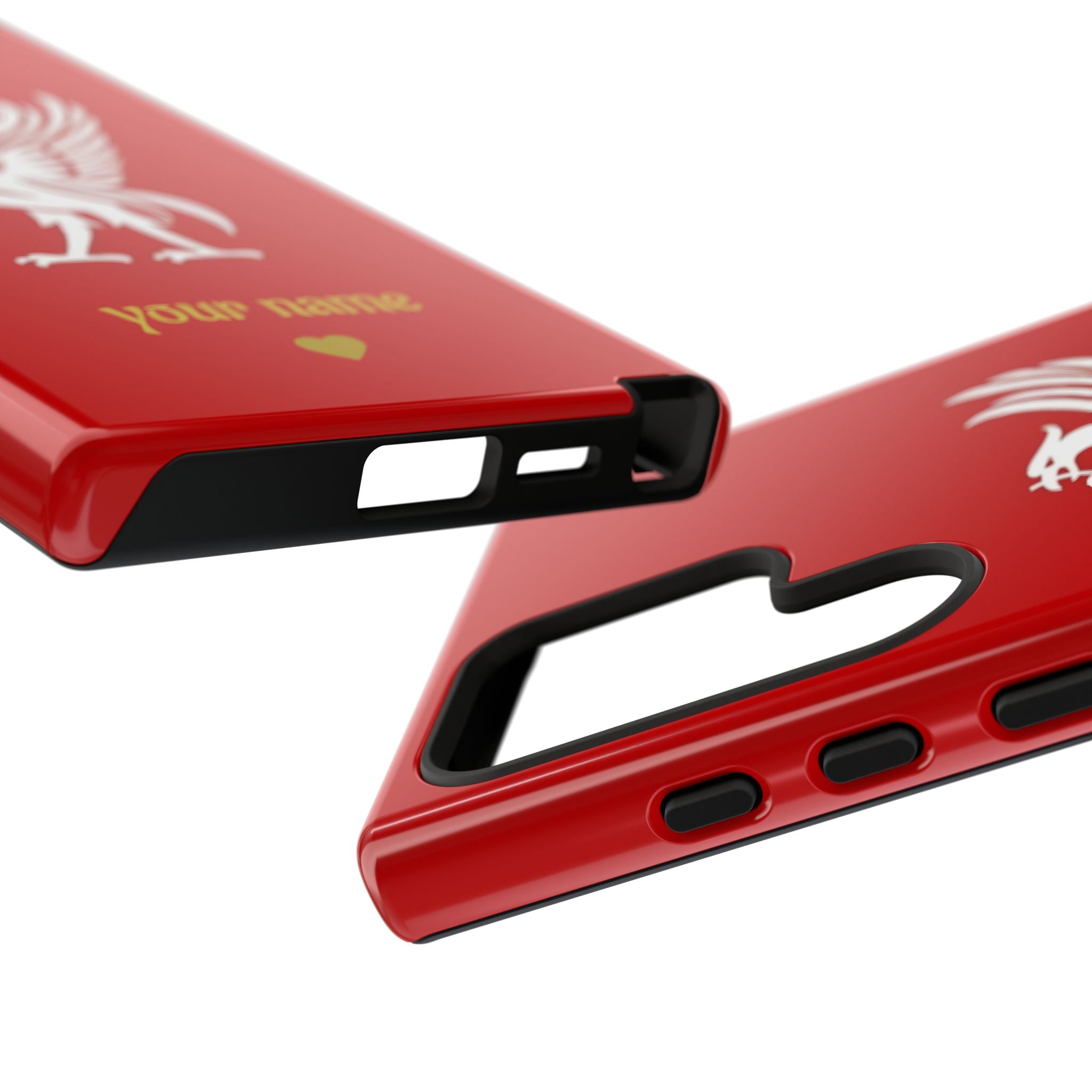 Personalized Red Phone Case — Liverbird Design with Custom Name